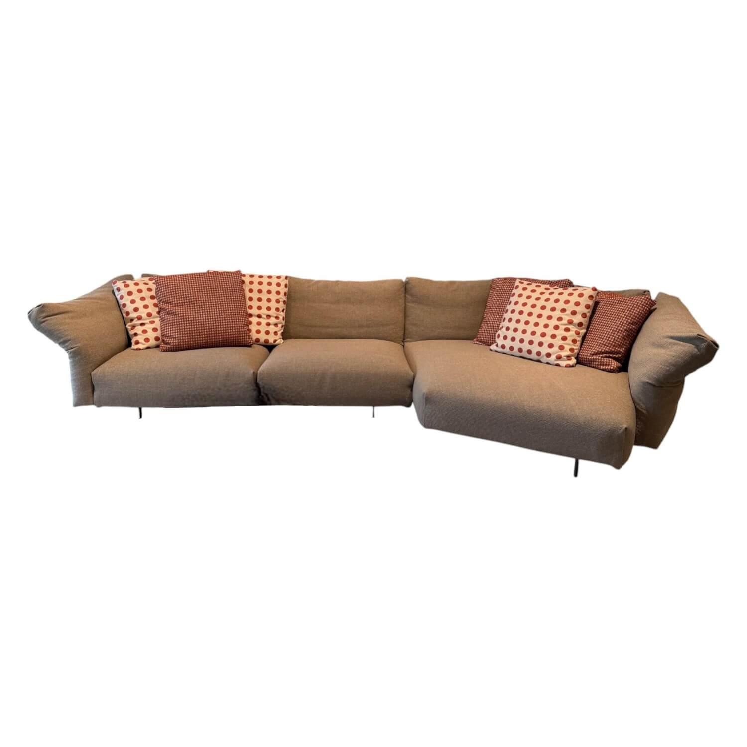 B&B Italia - Ecksofa Dambo Stoff 280 Lissy Taubengrau Grau Gestell Nickel Bronzefarben Lackiert - 1