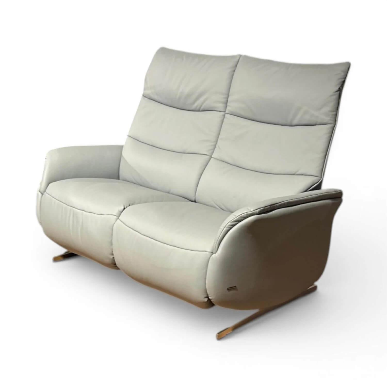 himolla - Sofa 4081 Cumuly Leder Longlife Rustika Sky Grau Füße Metall Edelstahloptik Inkl. Elektr. Relaxfunktion - 3
