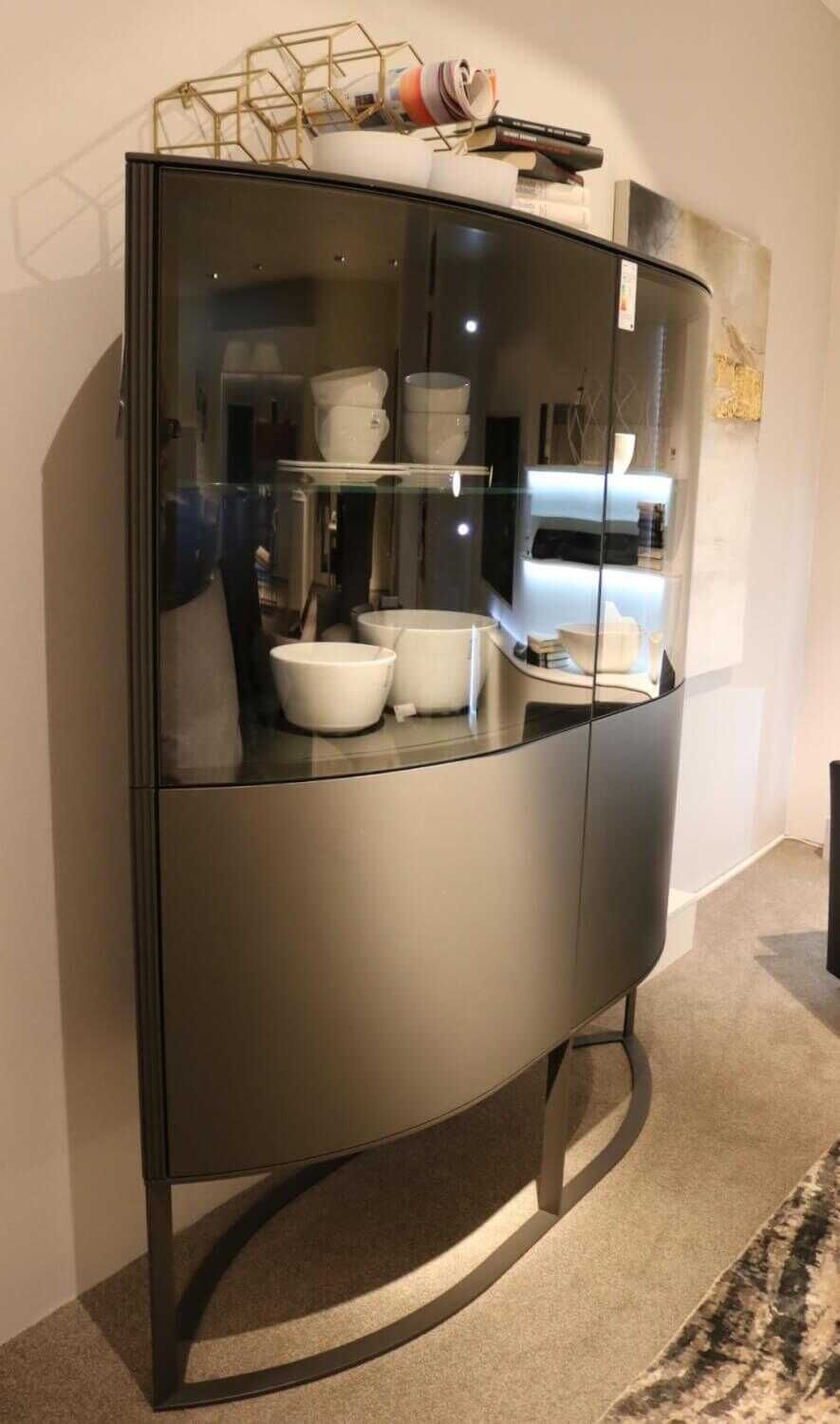 Hülsta - Highboard Navis Geschwungenes Glas Strukturlack Anthrazit - 5