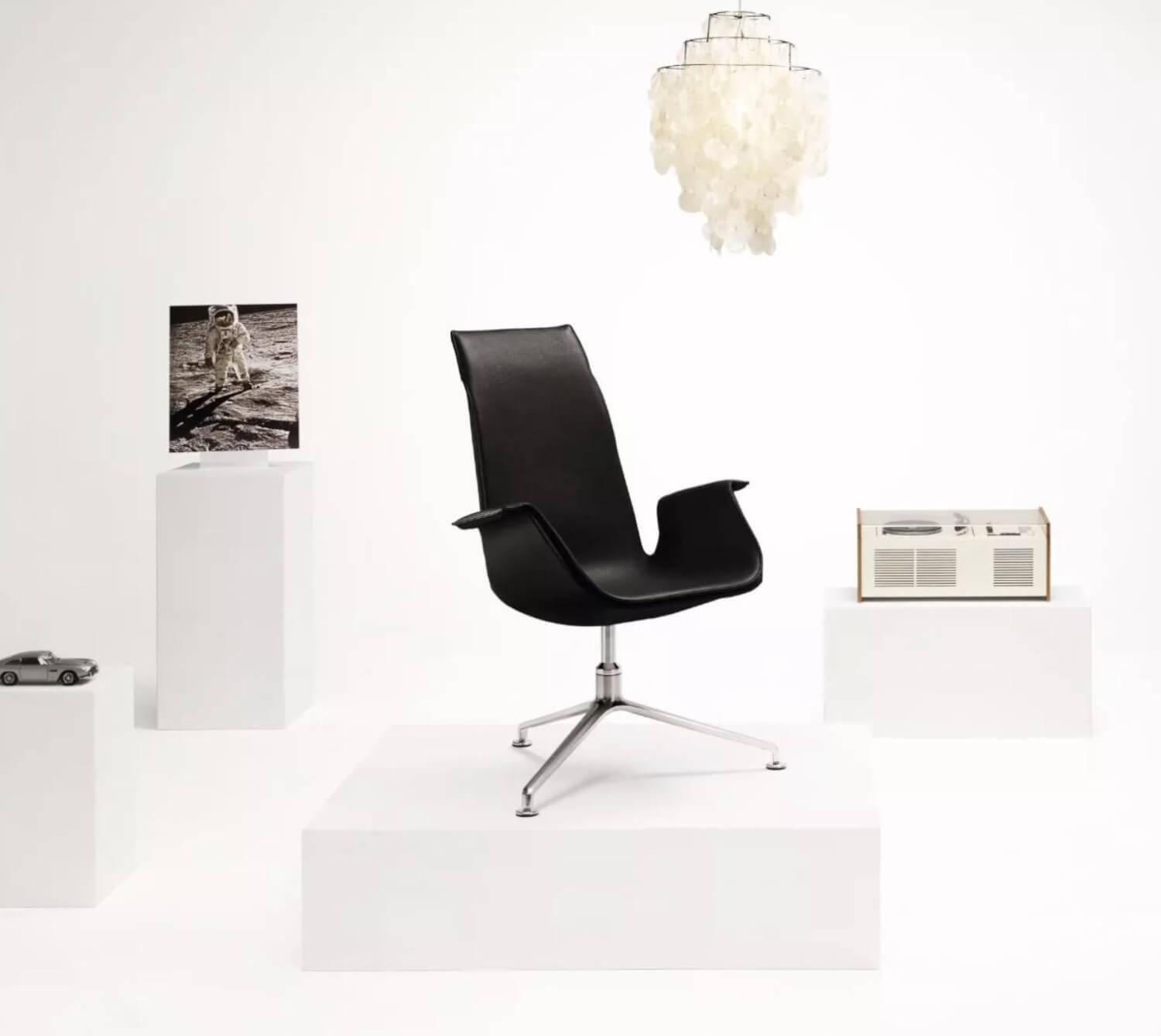 Walter Knoll - Schalensessel FK 6725-3G Leder Congress 251 Schwarz Gestell Alu Poliert - 3