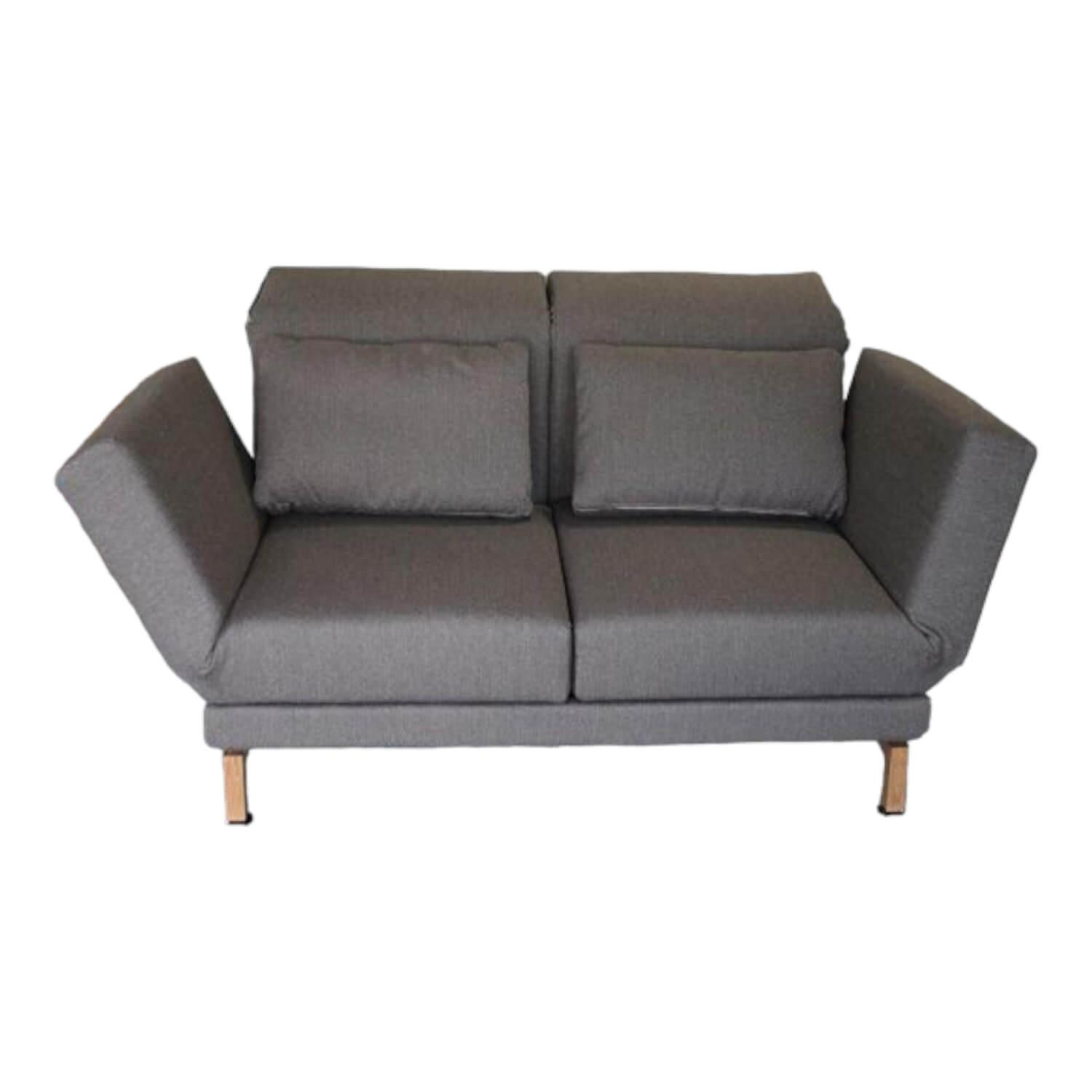 Brühl - Sofa Moule Medium Stoff 3660-25 Grau Holzkufe Eiche Hell Geölt mit Drehfunktionen - 1