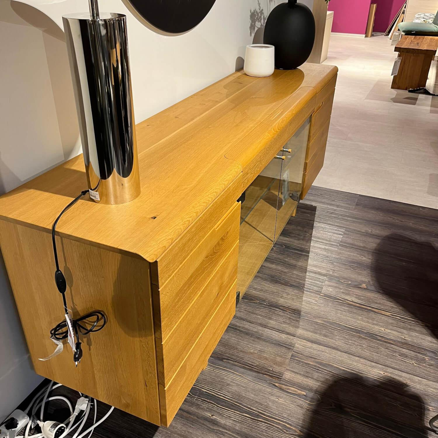 Anrei - Anrichte Anamaia Asteiche Massiv Natur Geölt Mit Beleuchtung - 2