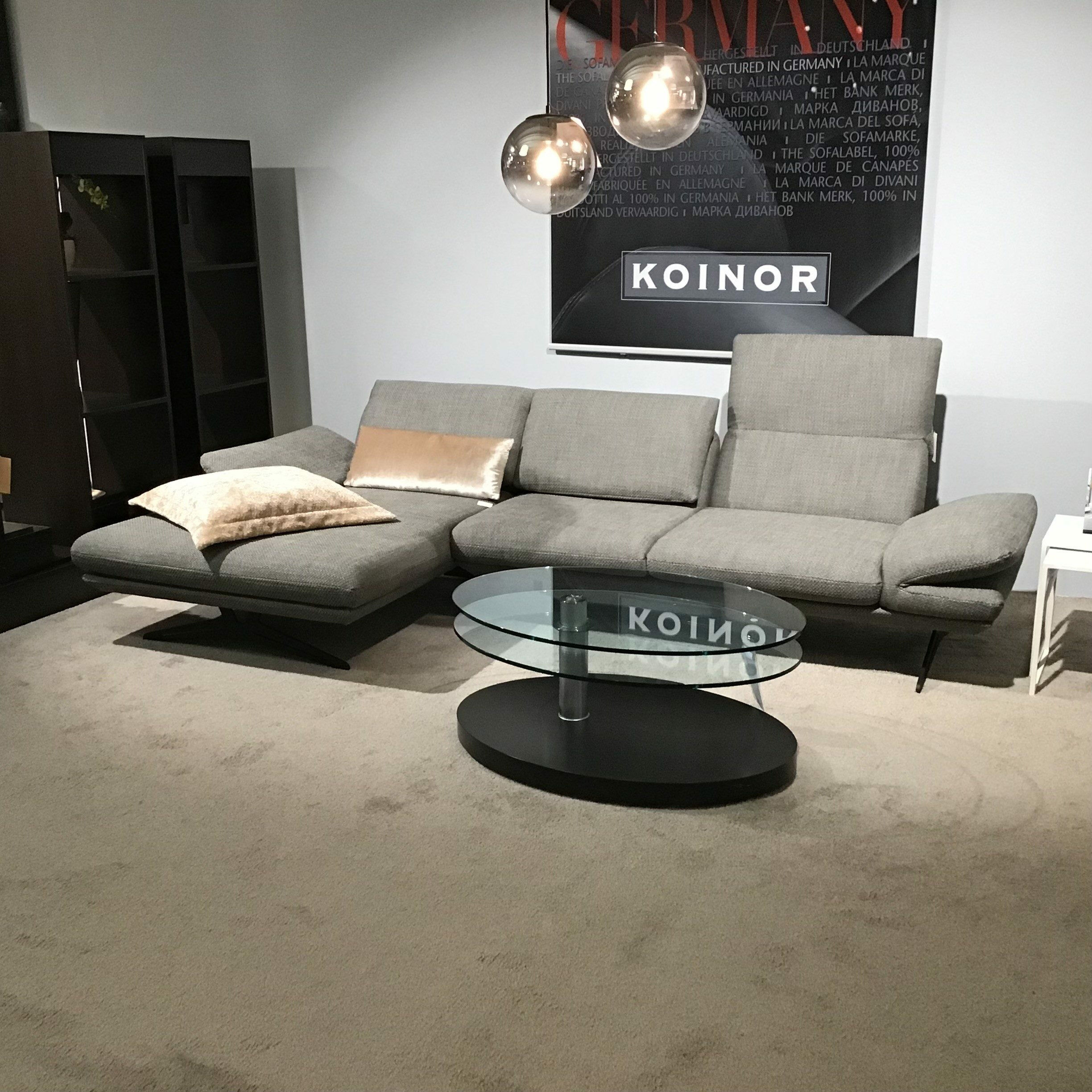 Koinor - Ecksofa Cono Stoff Kaleido Grau Braun Kufengestell Metall Schwarz Inklusive Kissen - 3
