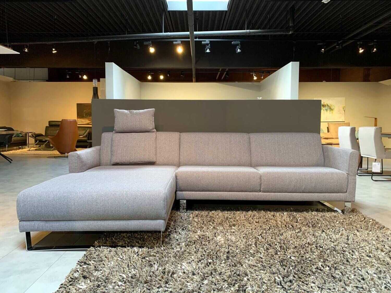 freistil Rolf Benz - Ecksofa Freistil 141 Stoff 1026 Grau mit Kopfstütze und Kissen - 2