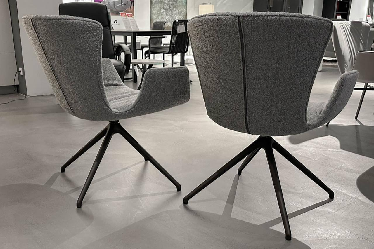 Draenert - 2er Set Armlehnstuhl Dexter Stoff Newport M150 Grau Sternfuß Metall Dunkelbronze Mit Gleitern - 5