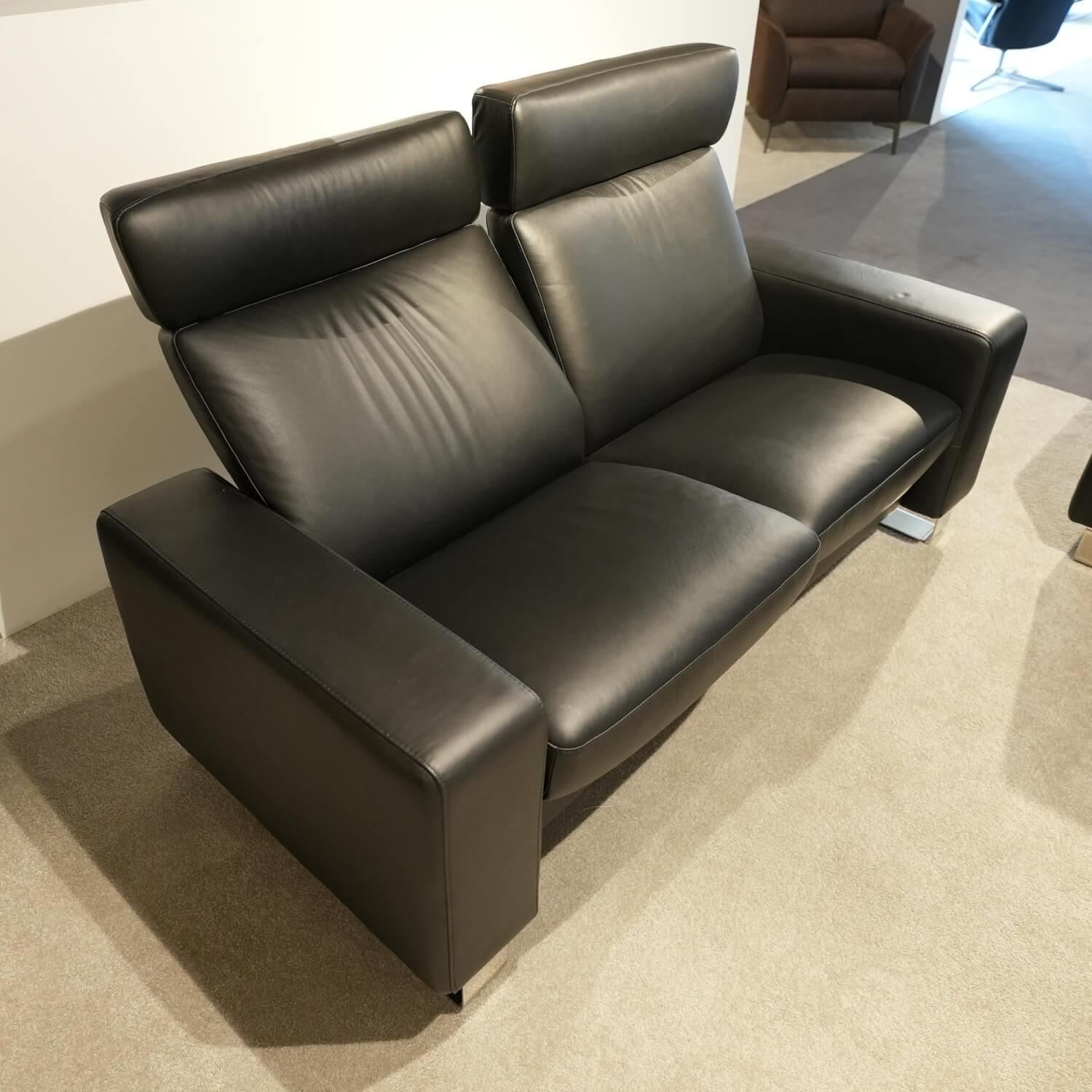 Stressless - Garnitur Space Leder Paloma Schwarz Füße Edelstahl 2 Sofas - 9