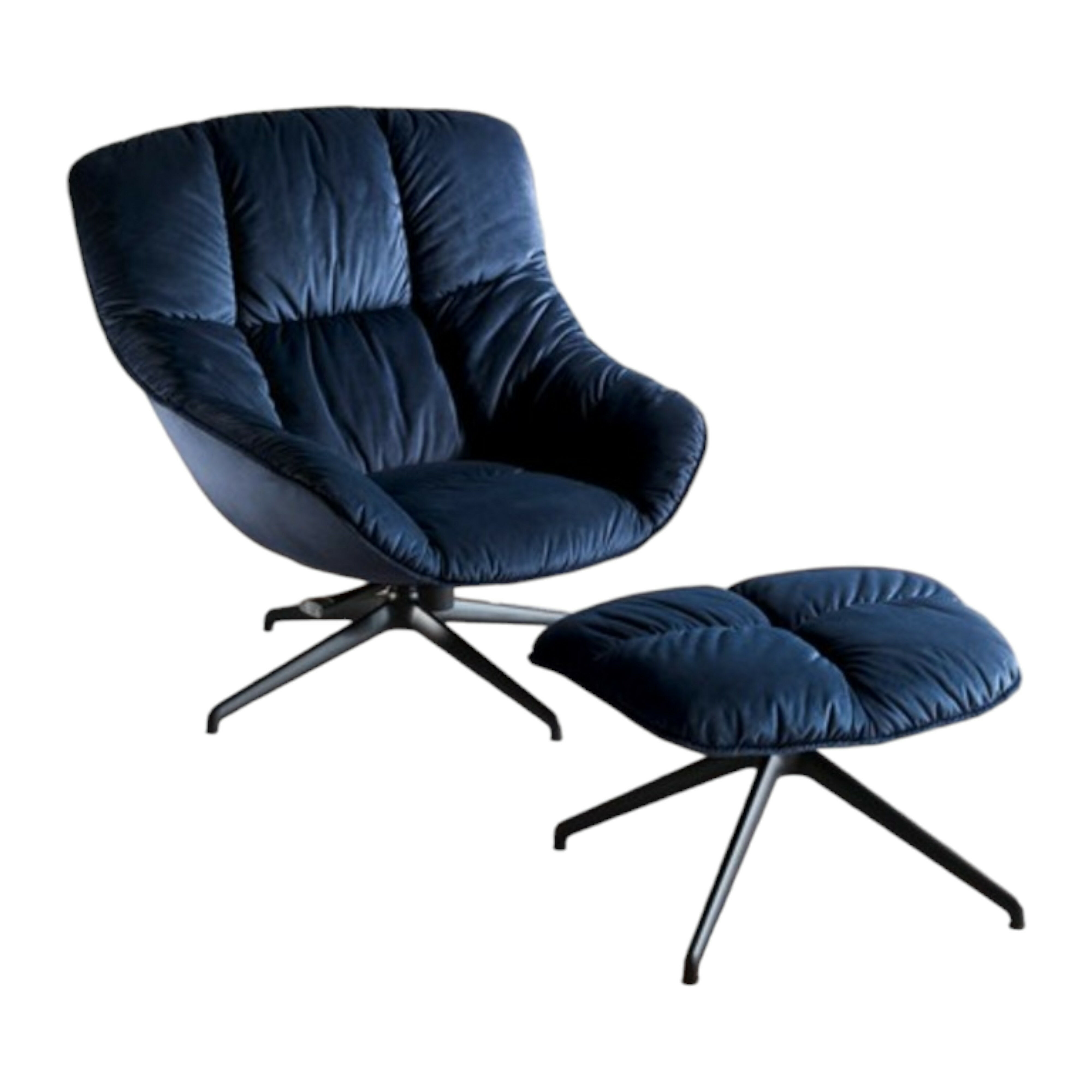 Raum.Freunde - Relaxsessel Unn Stoff Earth Indigo Blau Gestell Metall Schwarz - 1