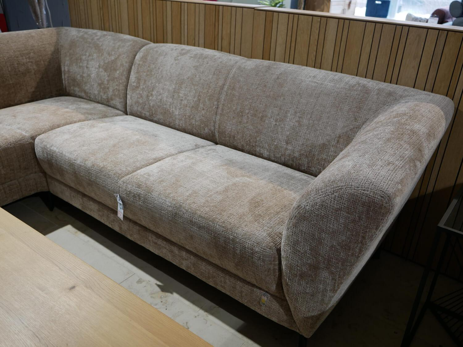 Ponsel - Ecksofa Kampen S 453 Stoff 0736/09 Beige Grau Füße Struktur Schwarz - 3