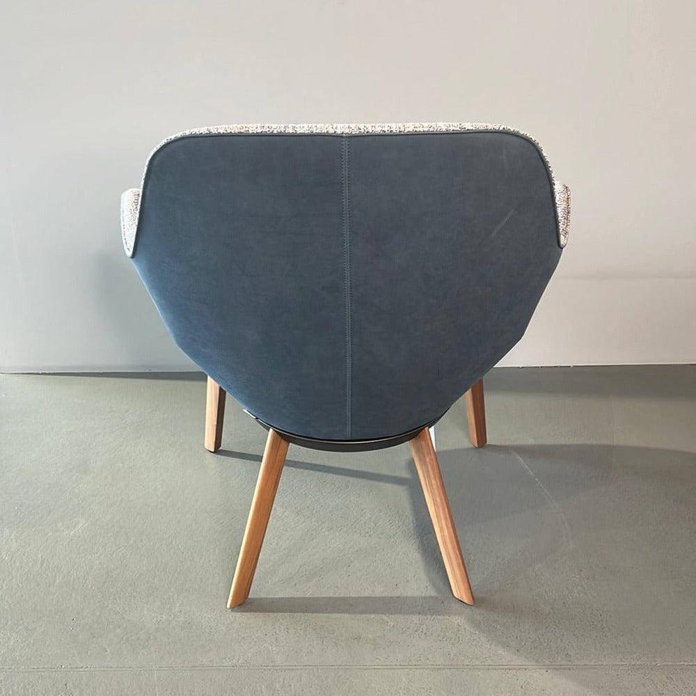 Walter Knoll - Armlehnstuhl Sheru 353 10C Innen Stoff Sorel 7872 Tanzanite Grau Außen Leder Vintage 1437 Midnight Blue Blau Gestell Nussbaum - 5