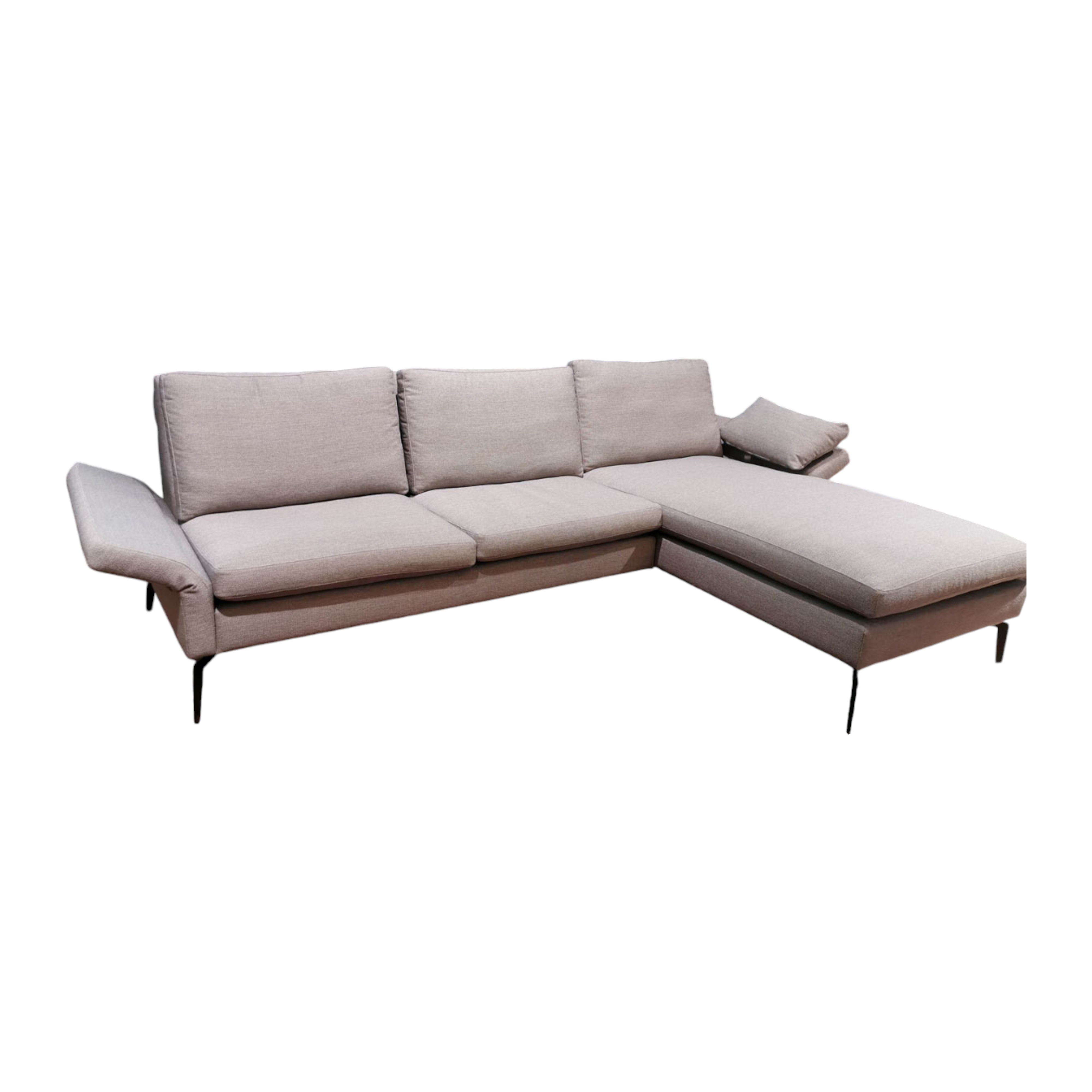 Werther - Ecksofa Nelson Stoff U2288F Hellgrau Metallfüße Schwarz Mit Klappbaren Armlehnen - 1