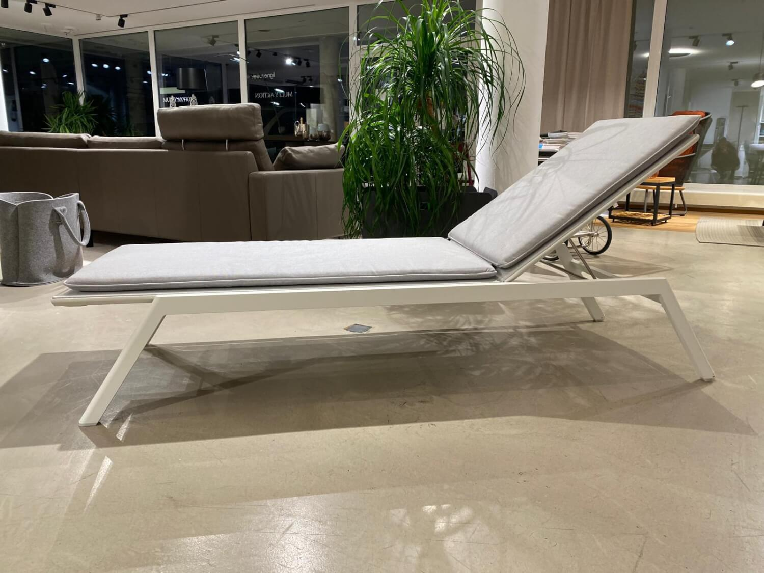 Weishäupl - Sonnenliege Minu Basic Stoff Panama Cloud Hellgrau Meliert Aluminium Weiß - 2