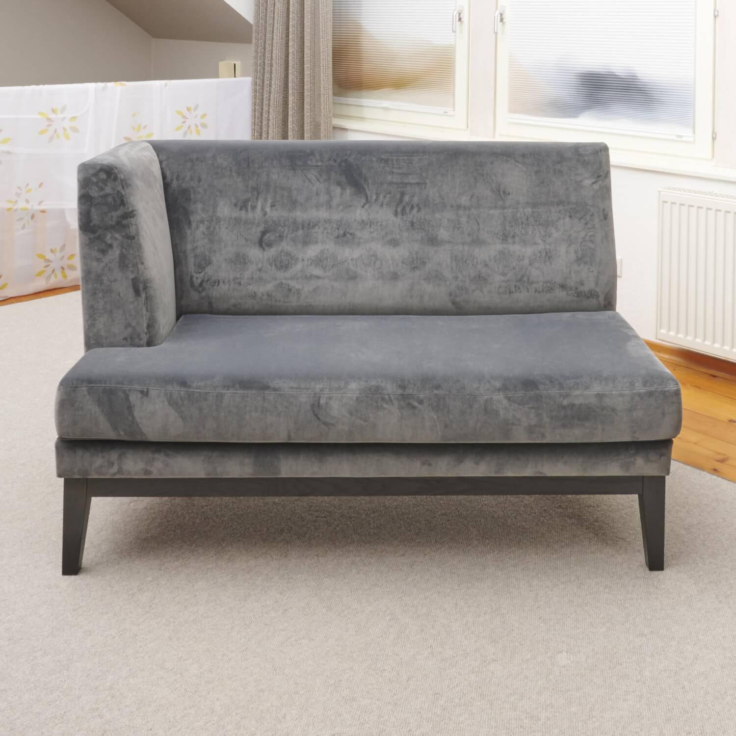 Bielefelder Werkstätten - 2er-Set Bank Polo Dining Stoff City Velvet Reloaded Grau Gestell Esche Schwarz Gebeizt Mit Vorstellkissen - 11