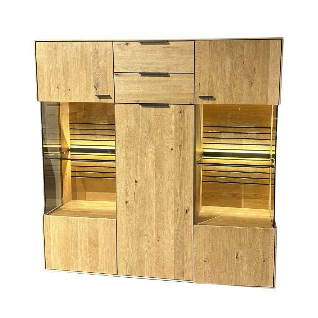 Wöstmann - Highboard Solana Wildeiche Massiv Soft Gebürstet Lamellen Akzent Inkl. Beleuchtung - 1