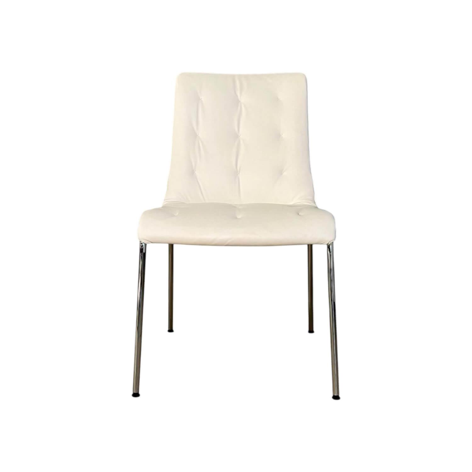Walter Knoll - Stuhl Liz 1311 Leder Ascot White Weiß Gestell Hochglanz Verchromt Inklusive Kunststoffgleiter - 1