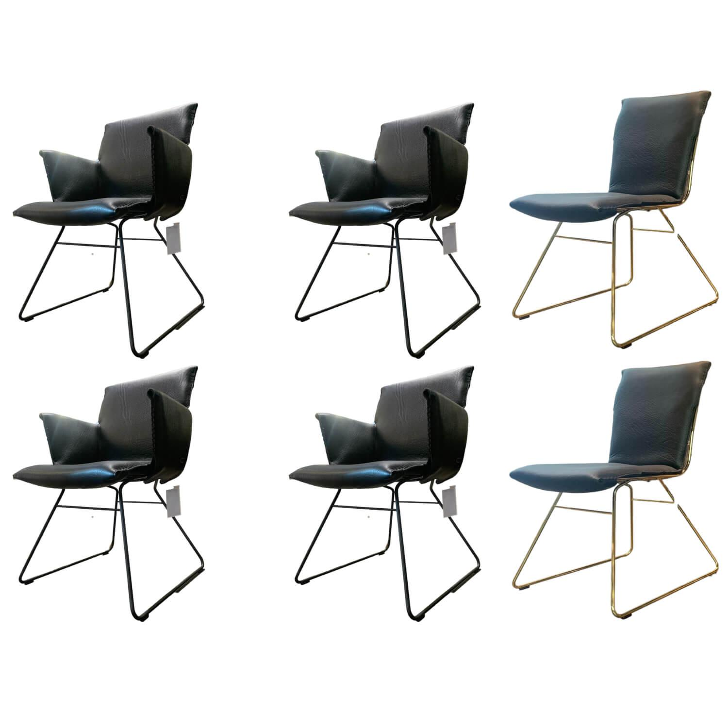 6er-Set Stuhl DS 05105 DS 0515-02 Leder Nec Black Schwarz