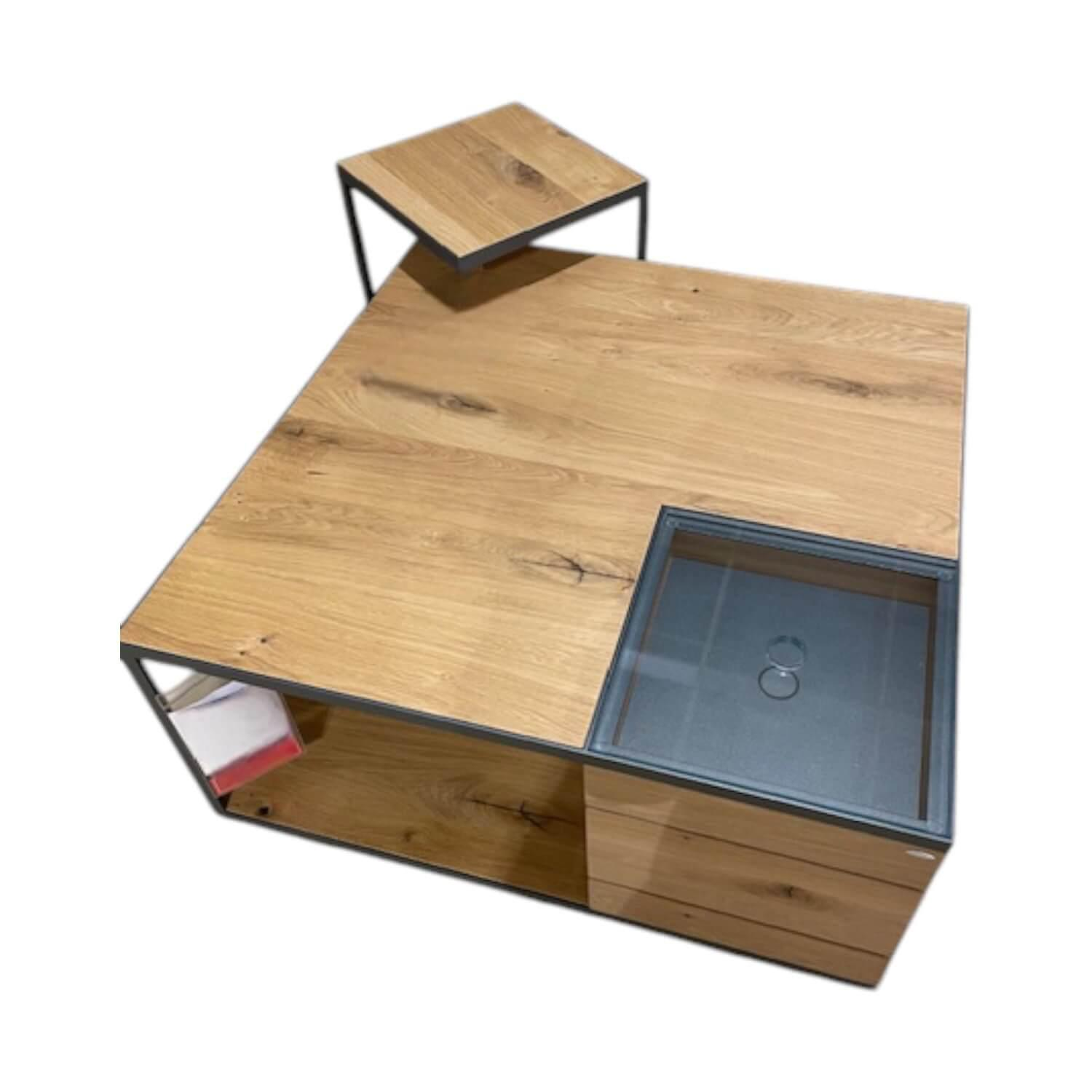Voglauer - 2er-Set Couchtisch Vcuben Platte Widleiche Rustico Schwarz Gestell Metall Anthrazit - 1