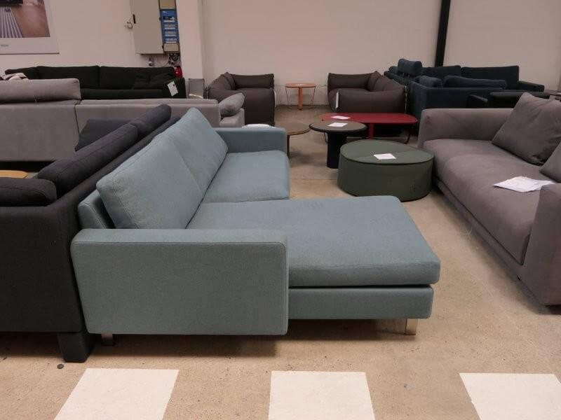 COR - Corner sofa Conseta fabric 8310 aqua blue blue Narrow feet stainless steel V2A brushed With headrest fabric 8305 mint green green - 10