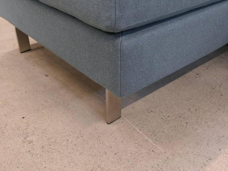 COR - Corner sofa Conseta fabric 8310 aqua blue blue Narrow feet stainless steel V2A brushed With headrest fabric 8305 mint green green - 8