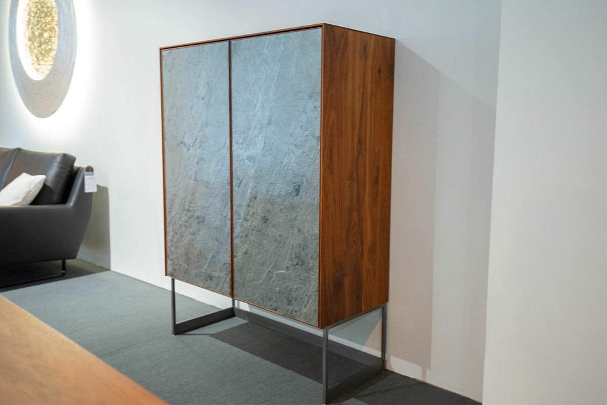 Scholtissek - Schrank Alleskönner Korpus Astiger Nussbaum Naturgeölt Schieferfront Ocean Green - 6