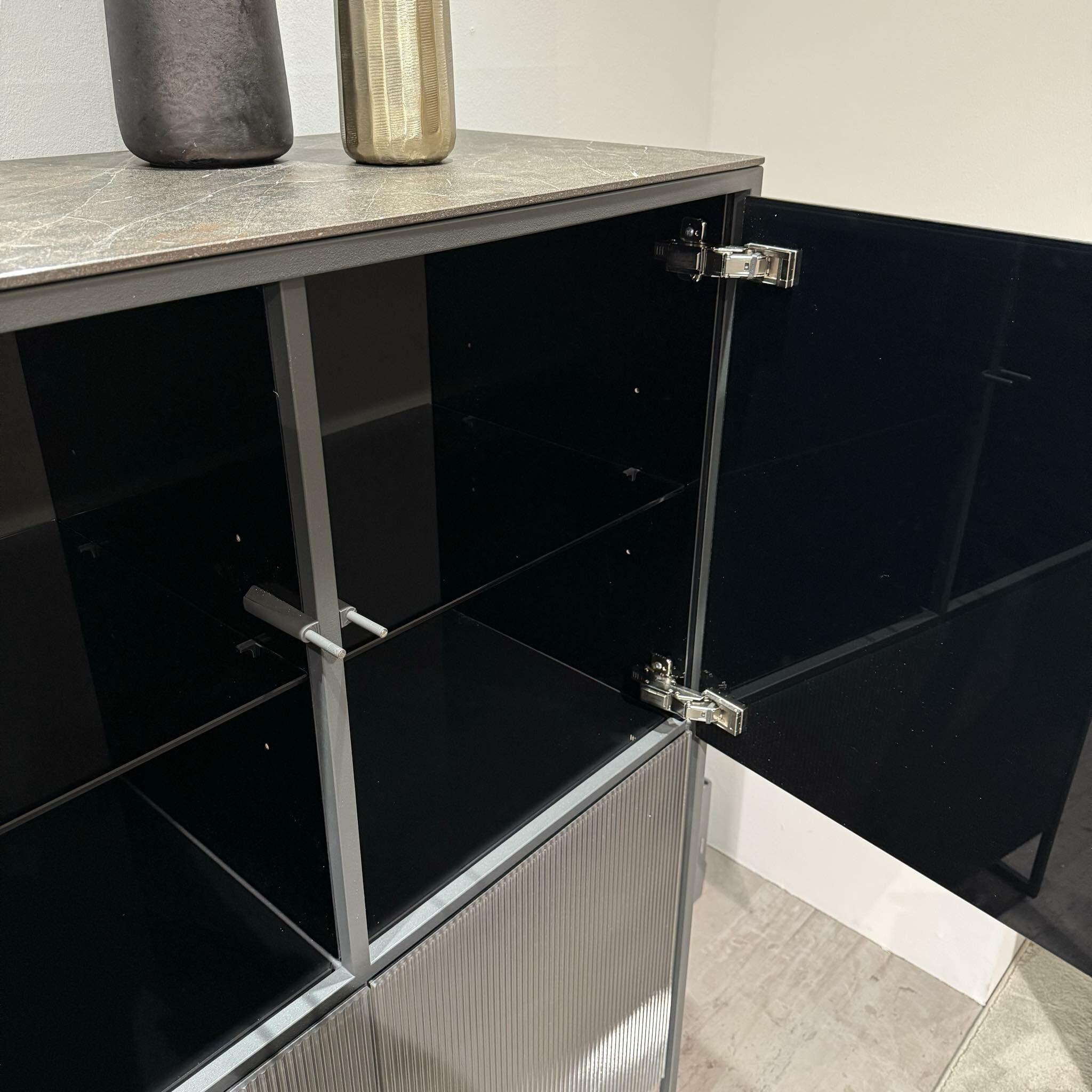 Mobliberica - Highboard Terra Korpus Glas Anthrazit Gestell Material Anthrazit - 7