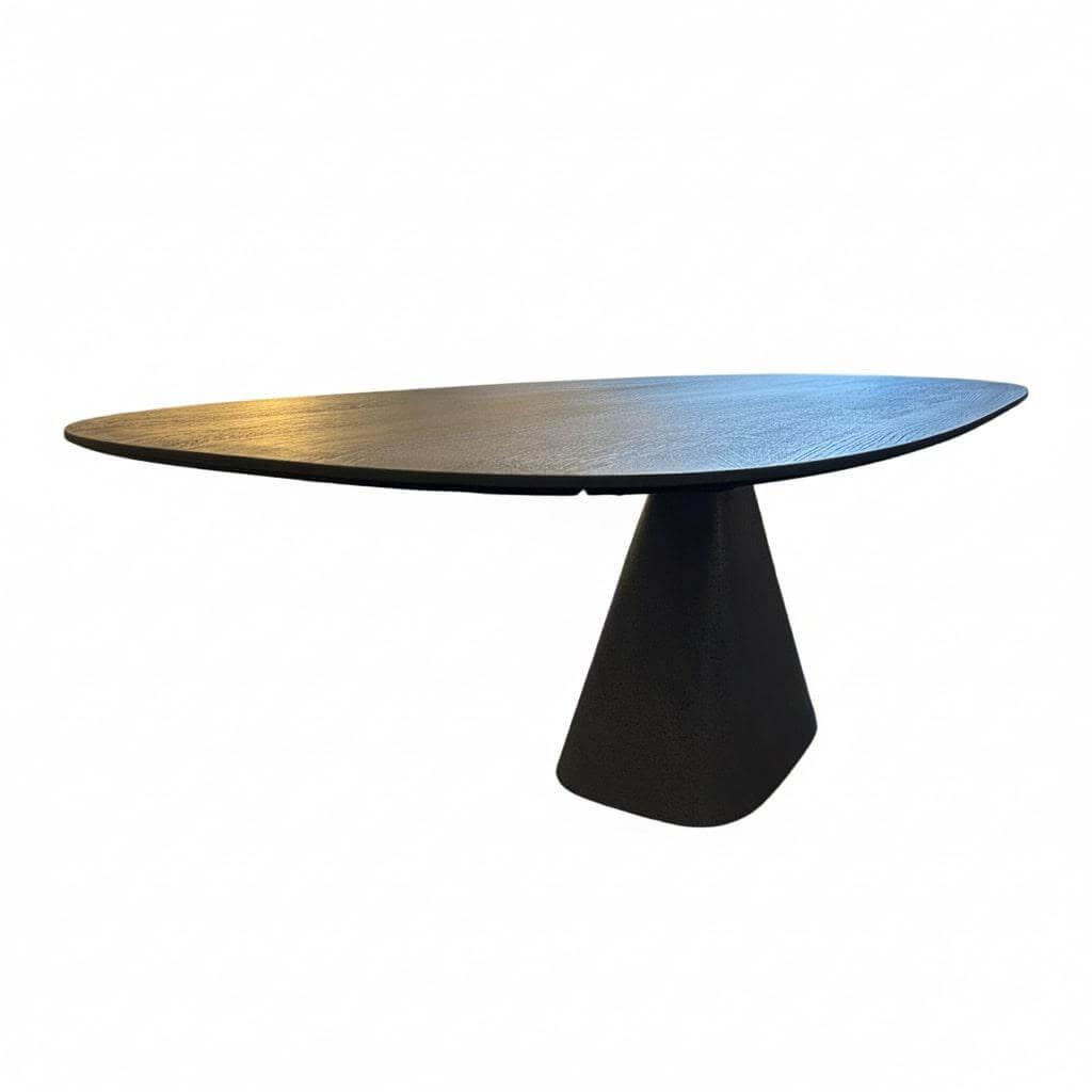 Zoom by Mobimex - Tisch Bridge BRI240El Oval Platte Holz Eiche Gebürstet Kohleschwarz Schwarz Lackiert Gestell Beton Anthrazit - 1