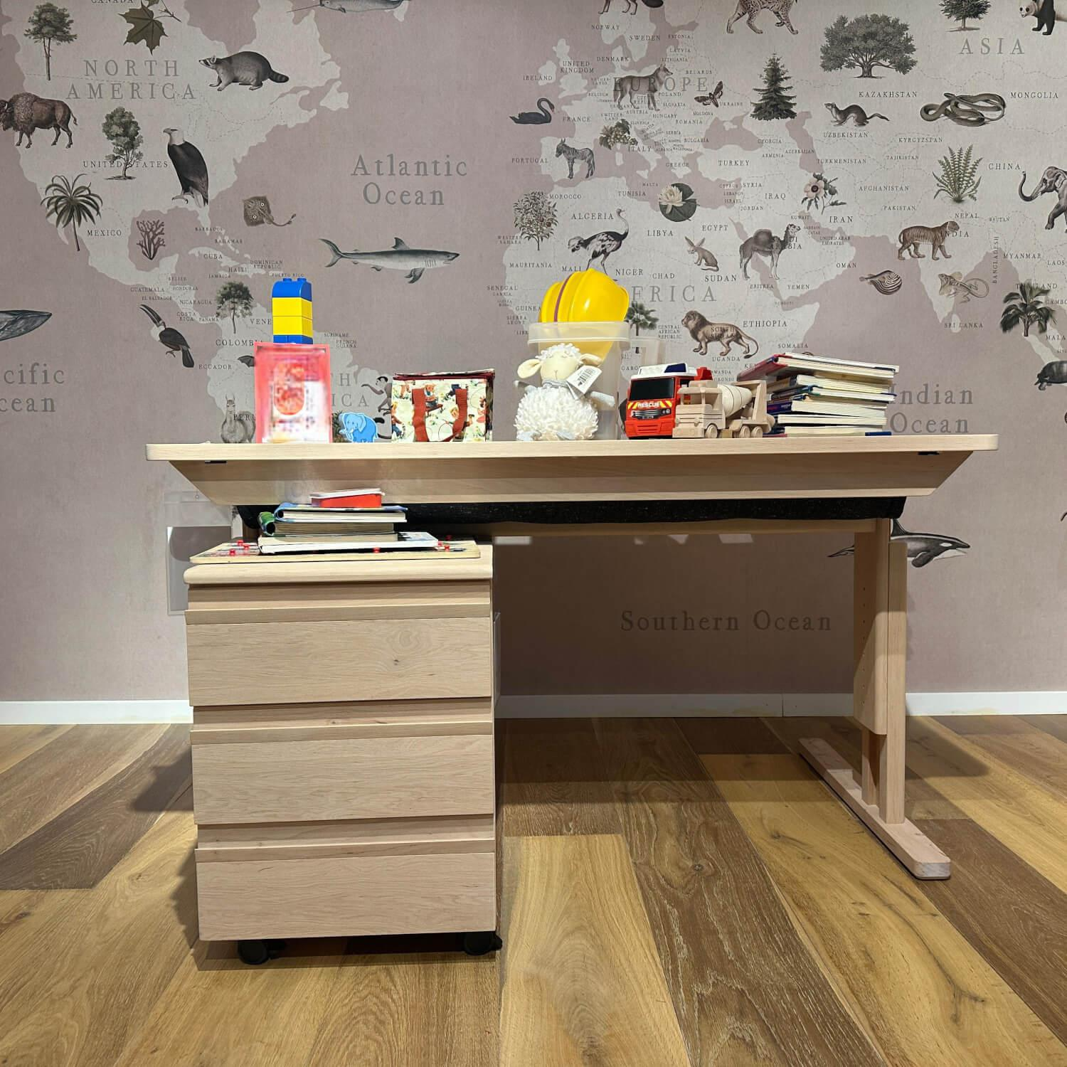 Team 7 - Schreibtisch kids Erle Weißöl Mit Kabelklappe Und Rollcontainer - 6