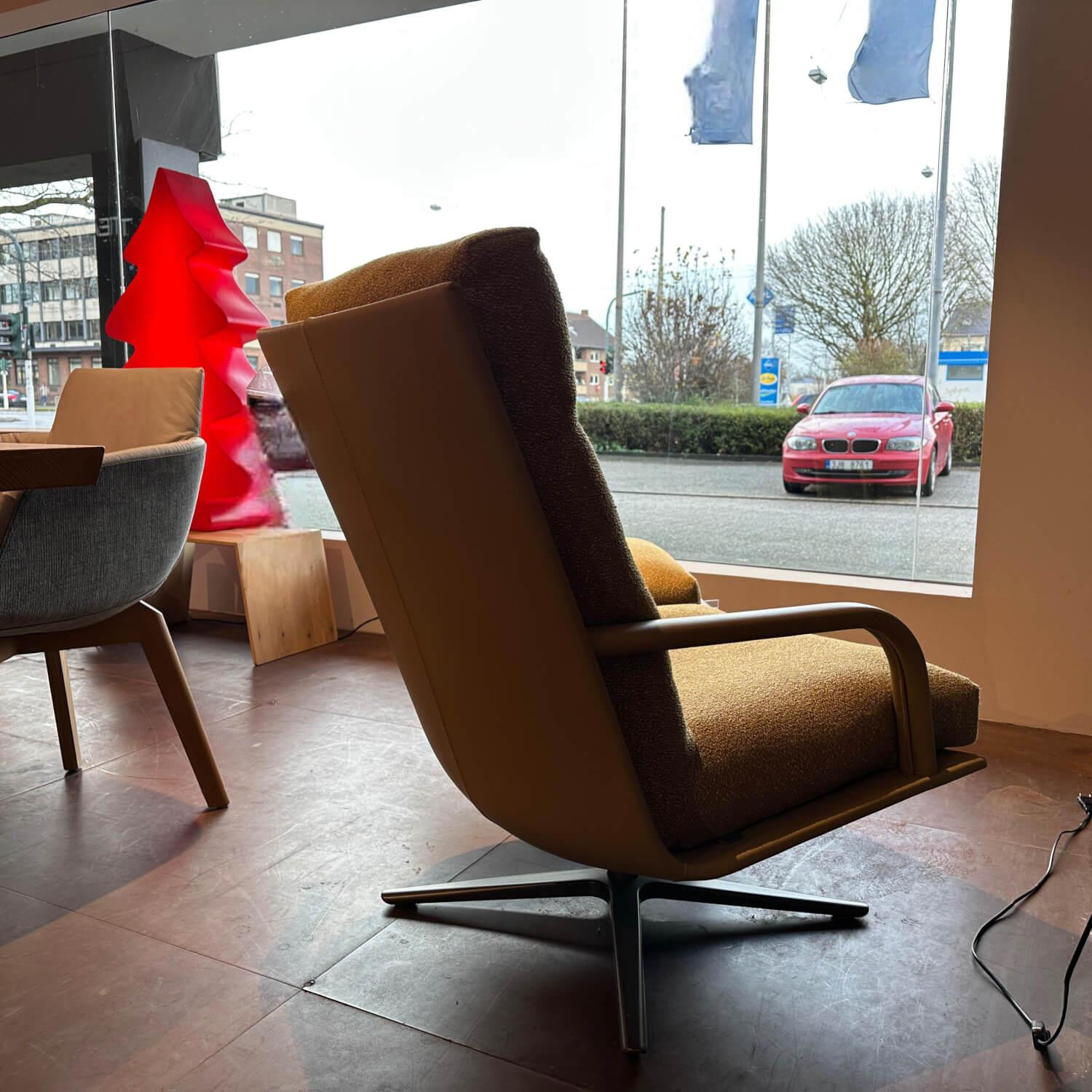 Leolux - Sessel Kudo Two R24 150 Stoff Mondo Oro Grün Gestell Leder Ceras Camel Beige Gelb Fuß Epoxy E2500 Taupe Silk Grau Mit Hocker - 7