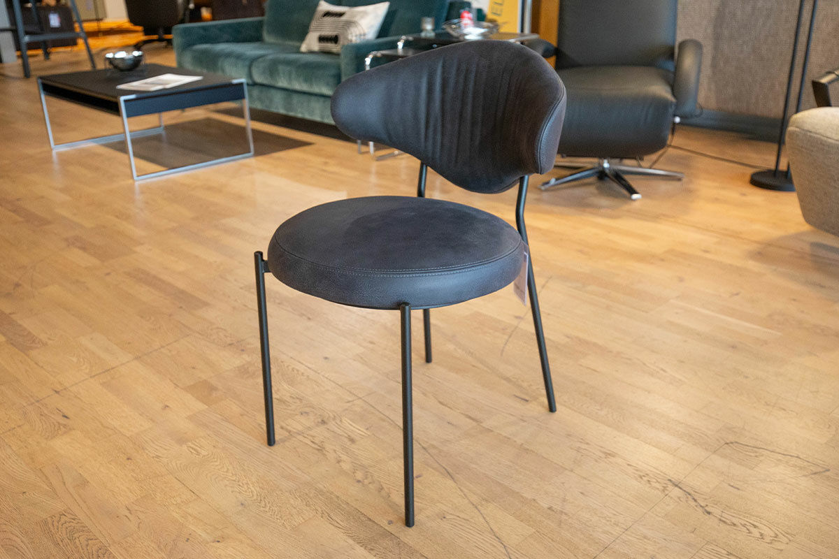 KFF - 4er-Set Stuhlgruppe Icon Leder Vintage 1901 Schwarz Gestell Schwarz - 2