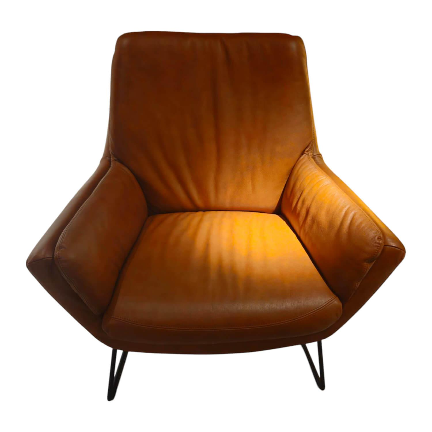Nolte - Sessel Elba Leder 25 Brandy Braun Füße Schwarz - 1