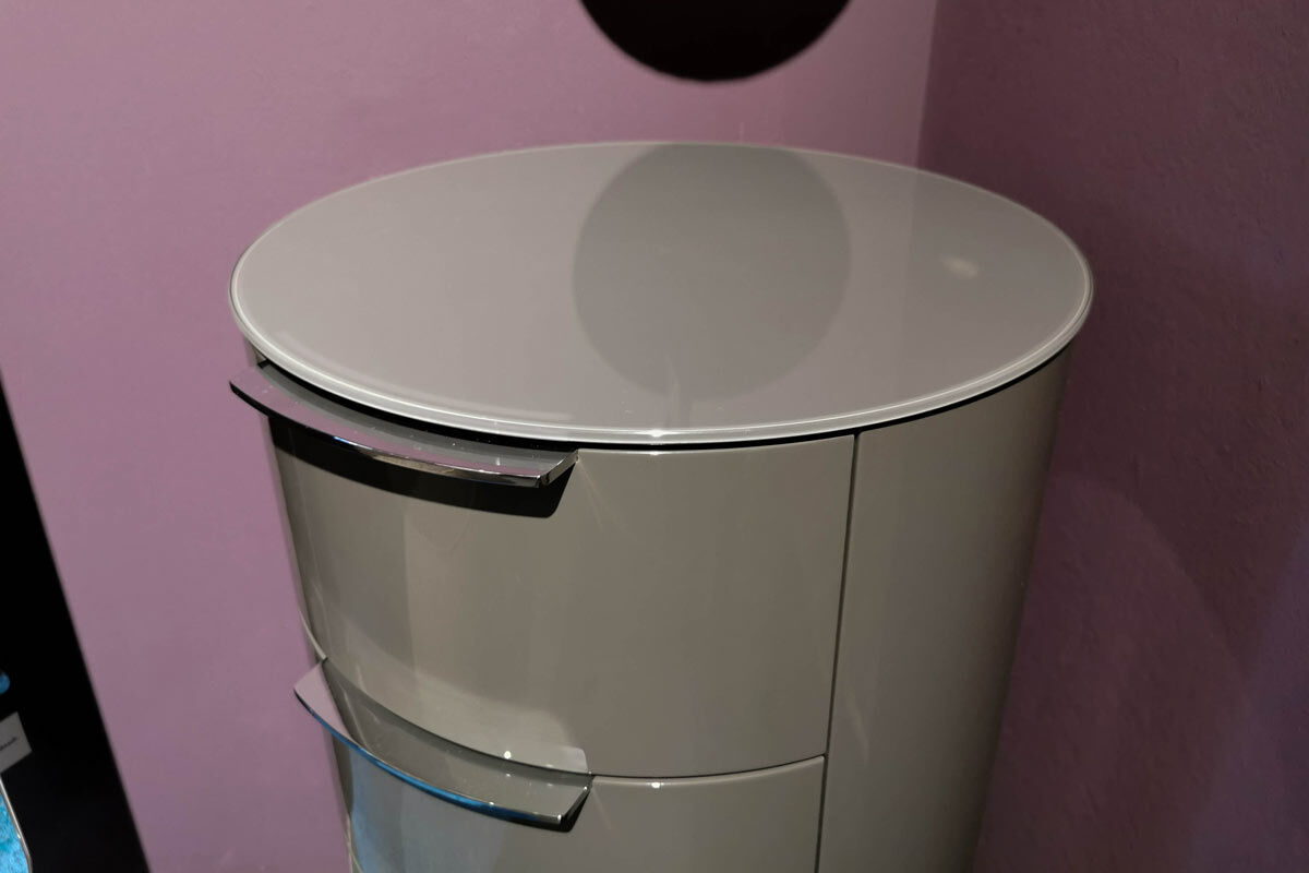 Schönbuch - Rundkommode Conga Lack Hochglanz Granitgrau Abdeckplatte Glas Granit - 6