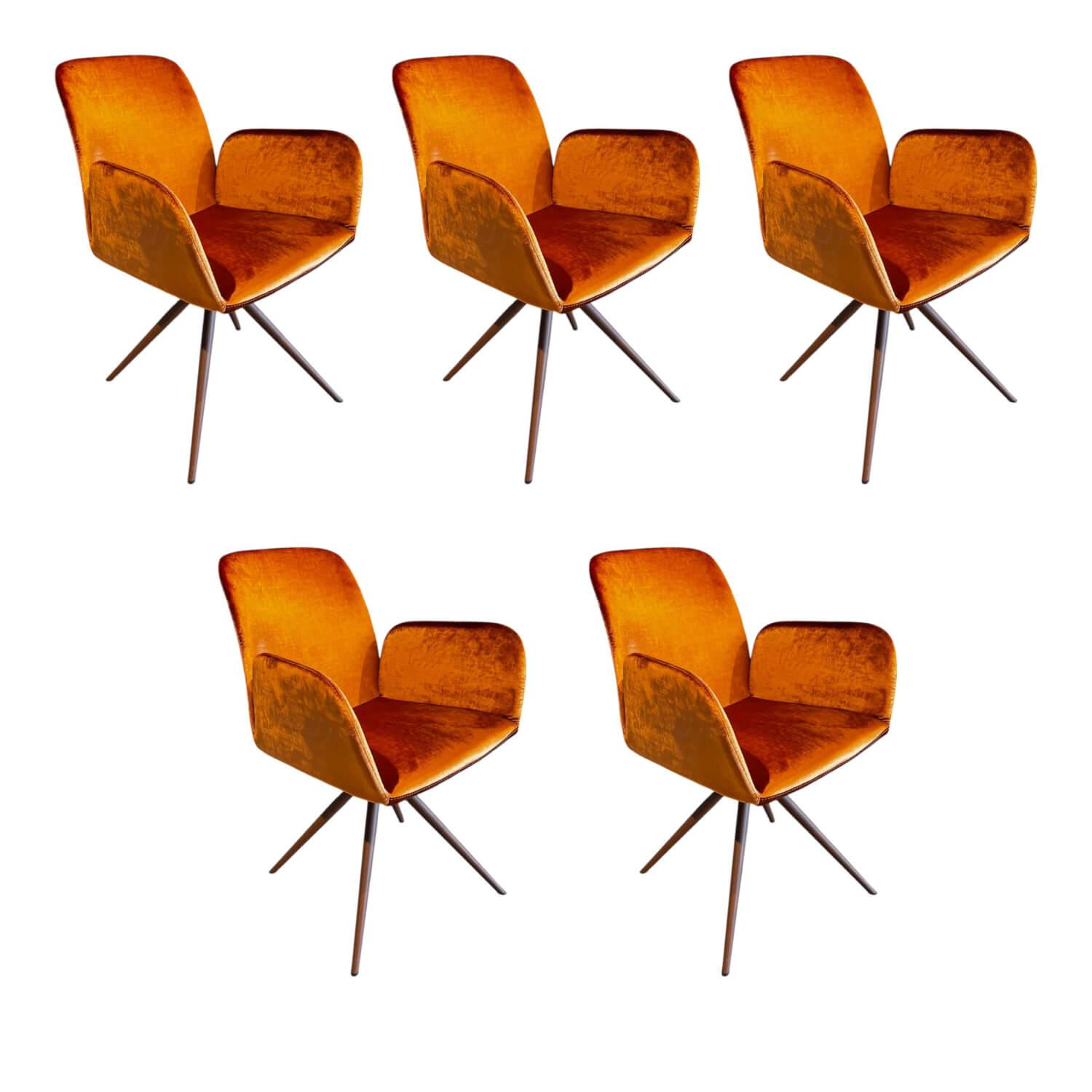 Hülsta - 5er-Set S1000 Stoff Velours M277 Rostrot - 1