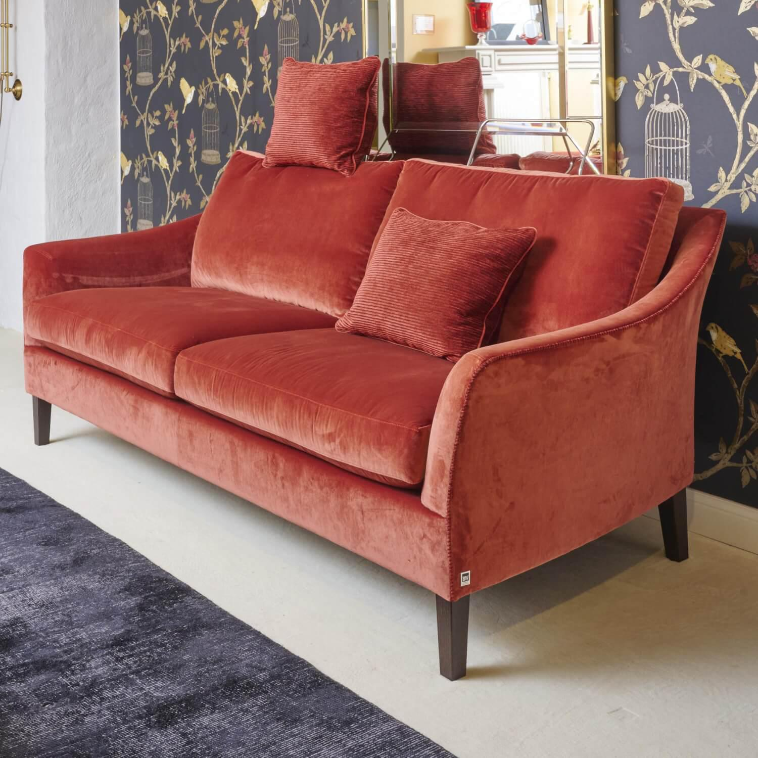 Bielefelder Werkstätten - Sofa Saloni 135 3001 Stoff City Velvet CA 7832 063 Mit Keder Füßen Schwarz Inklusive Kopfstütze Und Kissen - 11