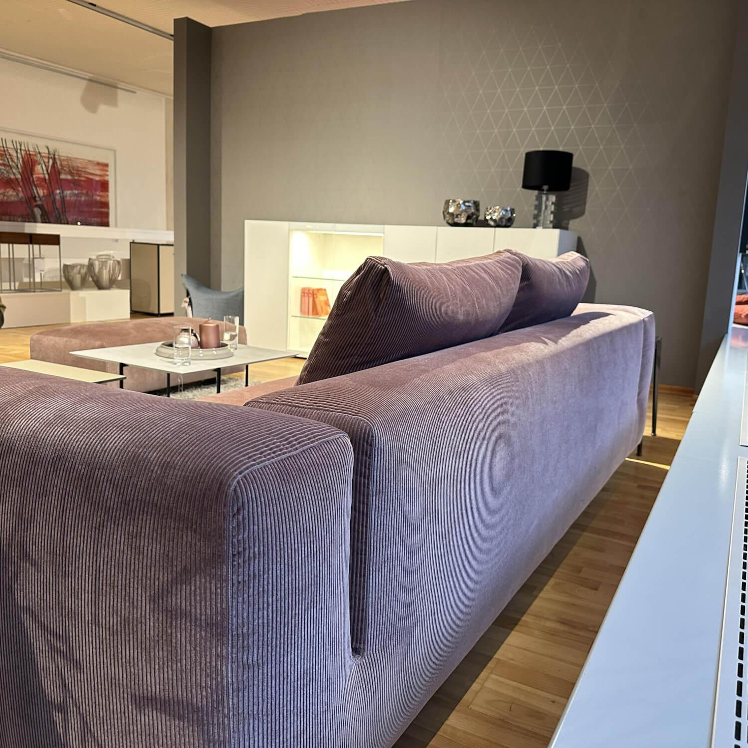 COR - Sofa Moss fabric 9075 old rose pink foot chrome-plated with stool - 9