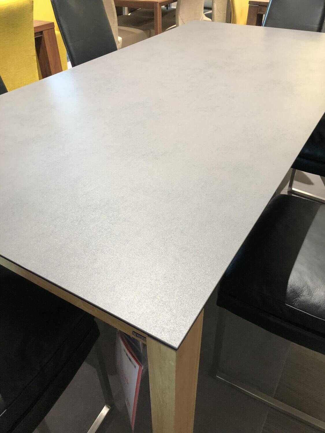 Musterring - Essgruppe Helios Esstisch Eiche Bianco Platte Keramik 6 Lederstühle Leder Schwarz - 3