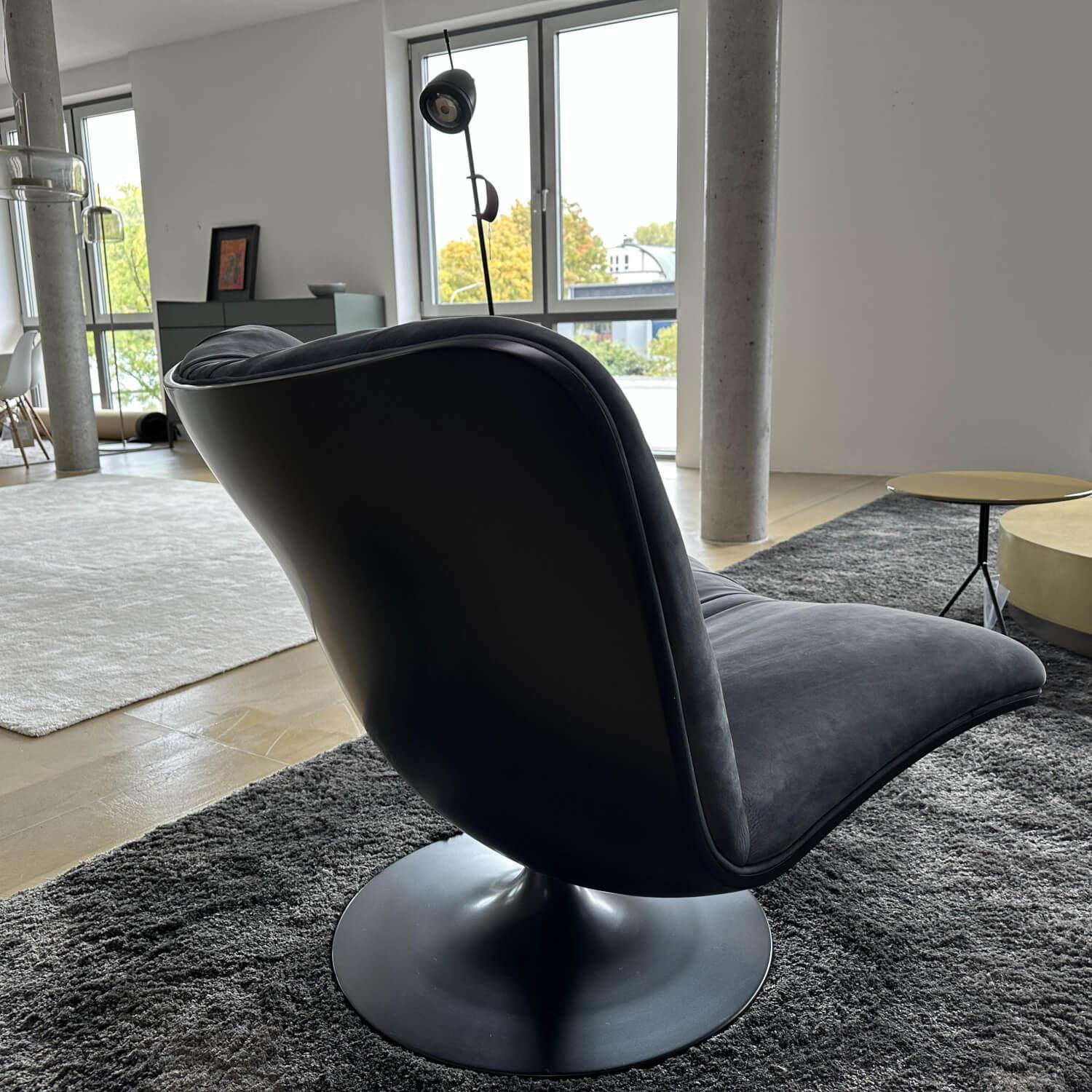 Baxter - Sessel Marilyn Leder A Nabuck Night Blau Schwarz Gestell Metall Schwarz - 3