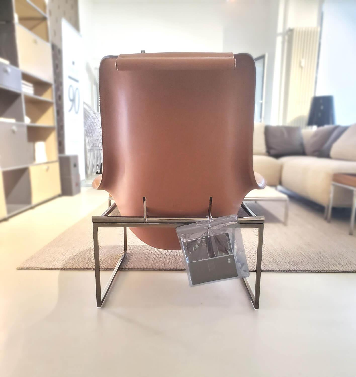 B&B Italia - Schwingsessel Mart Leder Kasia Natur KS310 Braun Gestell Stahl Schwarz Verchromt - 2