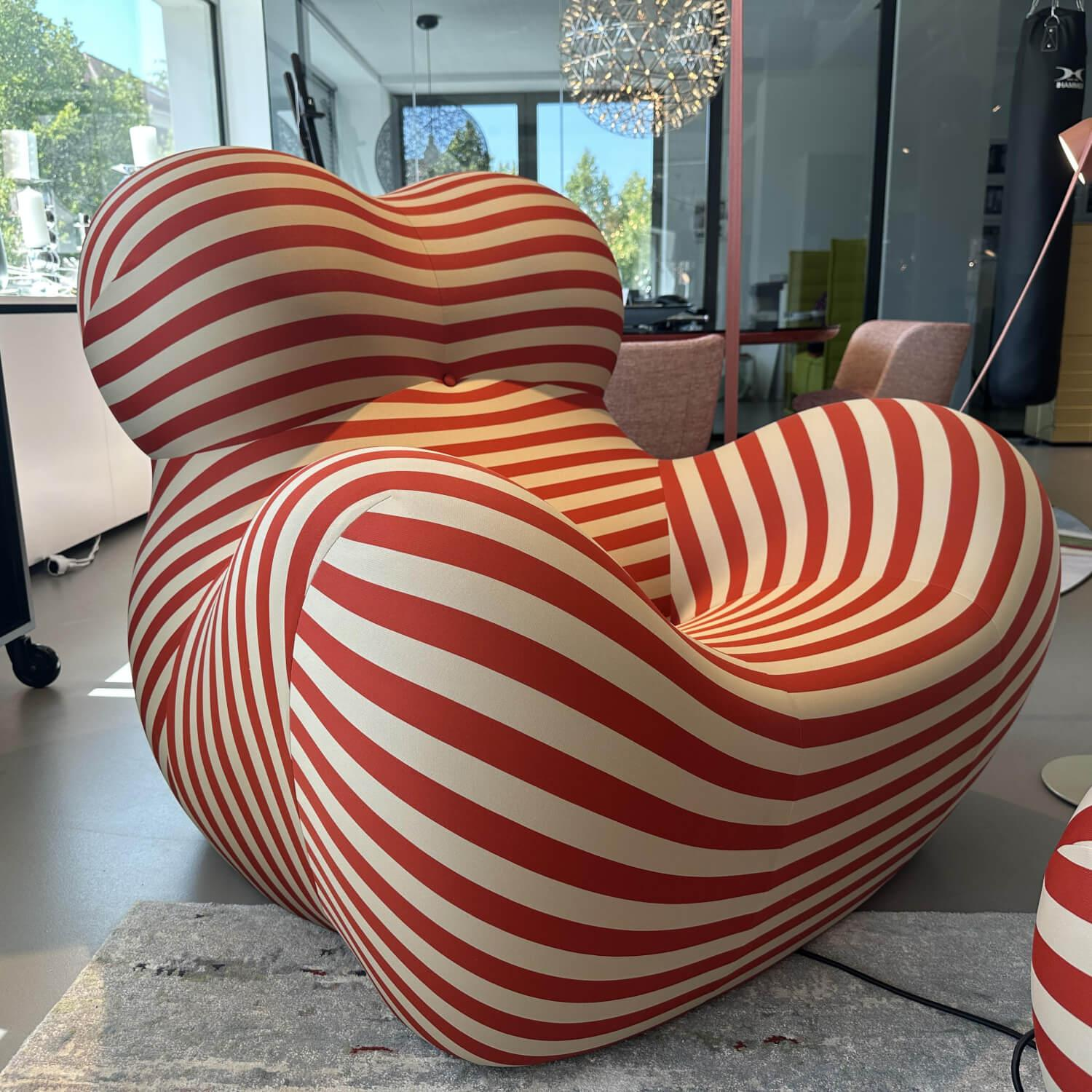 B&B Italia - Sessel Up 2000 Stoff Soara 06 Gestreift Orange Beige Inklusive Hocker Ball - 5