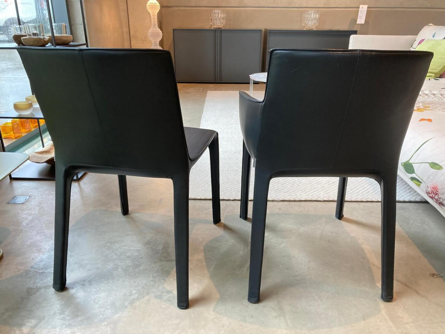 Walter Knoll - 5er Set Stuhl Gio Anilinleder Elen Schwarz Oberfläche Gewachst - 2