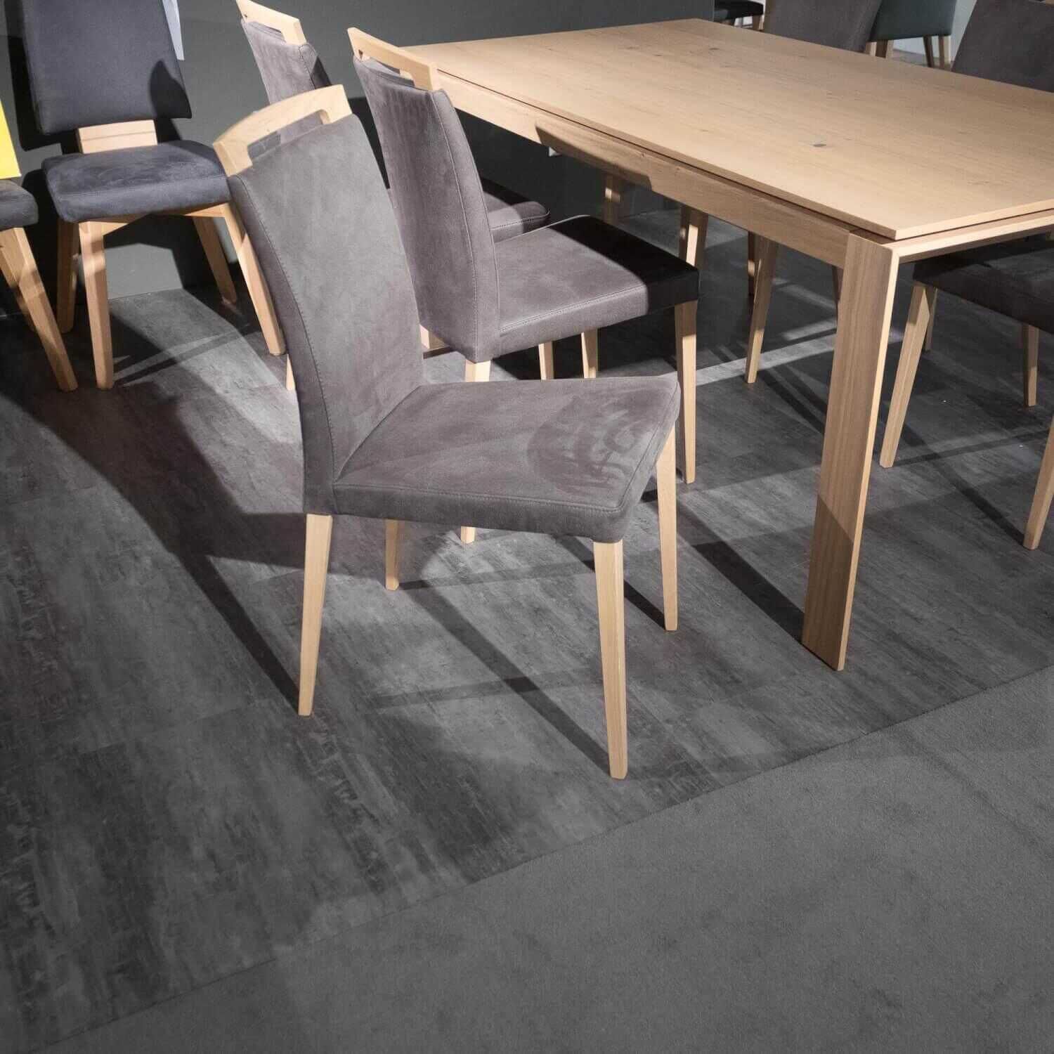 Esstischgruppe Tischplatte Natureiche Bianco Wachseffektlack Mit 6 Stühlen