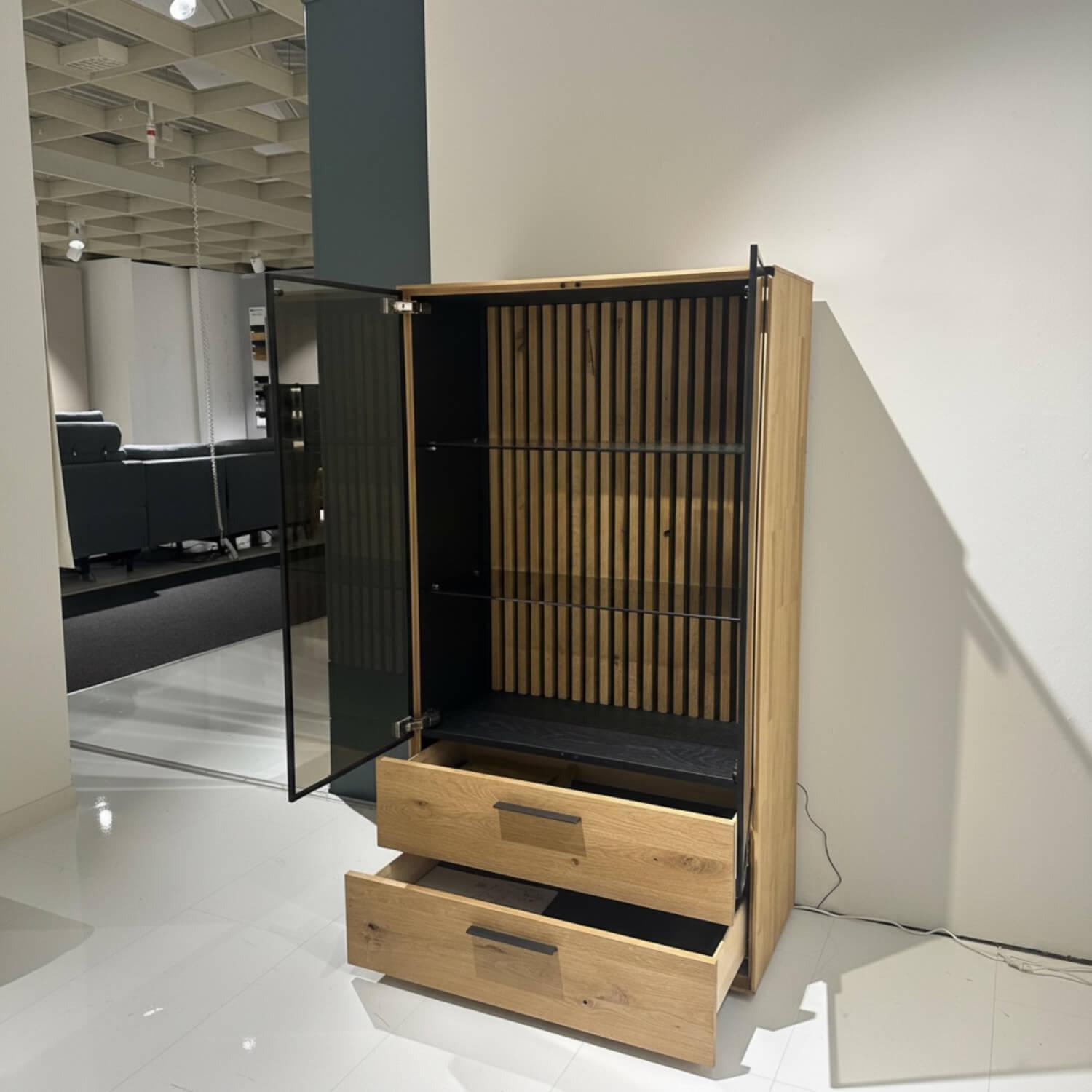 Musterring - Highboard Targo Kerneiche Natur Lamelle Sandgestrahlt Inklusive Beleuchtung - 5