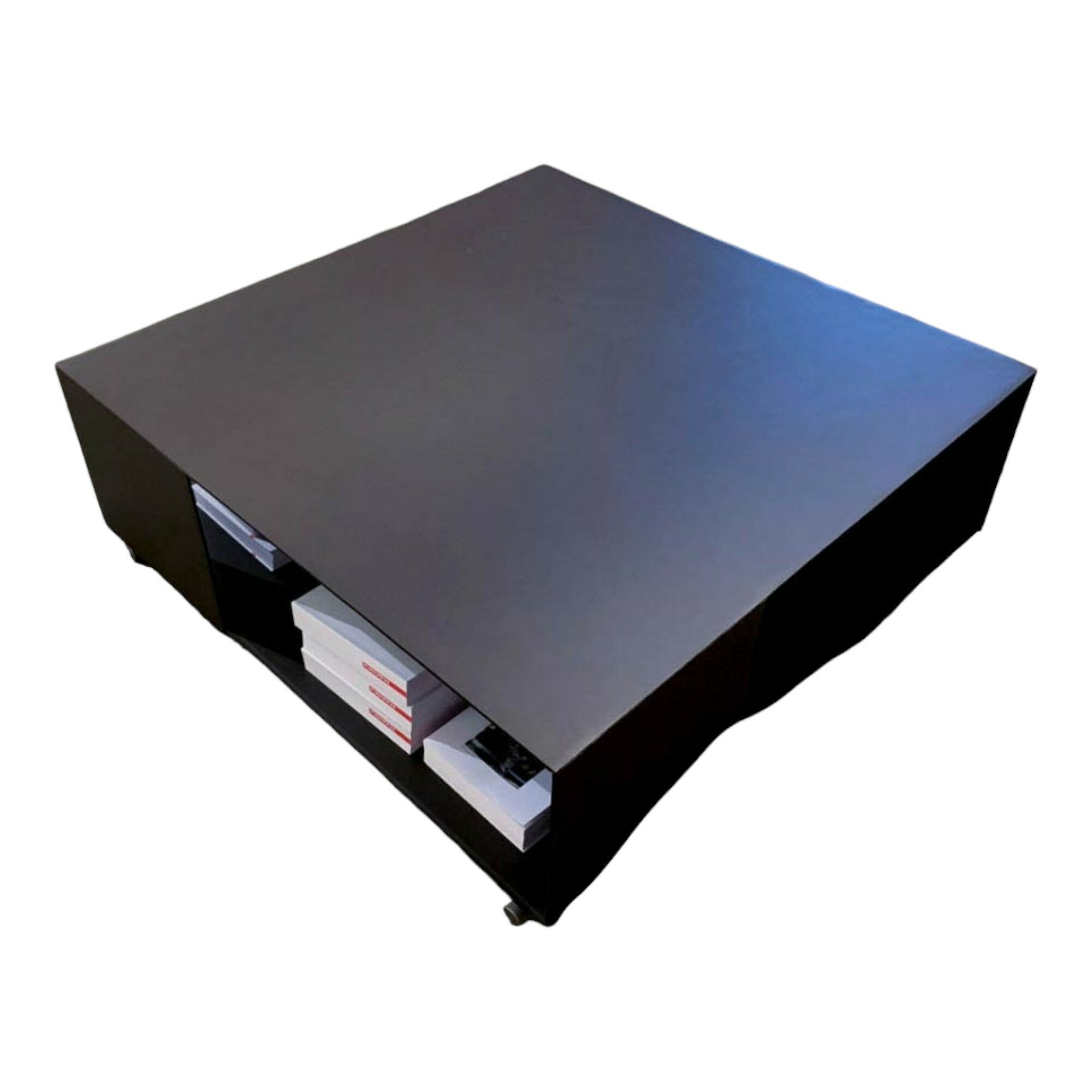 Flexform - Couchtisch Groundpiece Metall Schwarz Mit Kernleder Beschlagen Dunkelbraun - 1