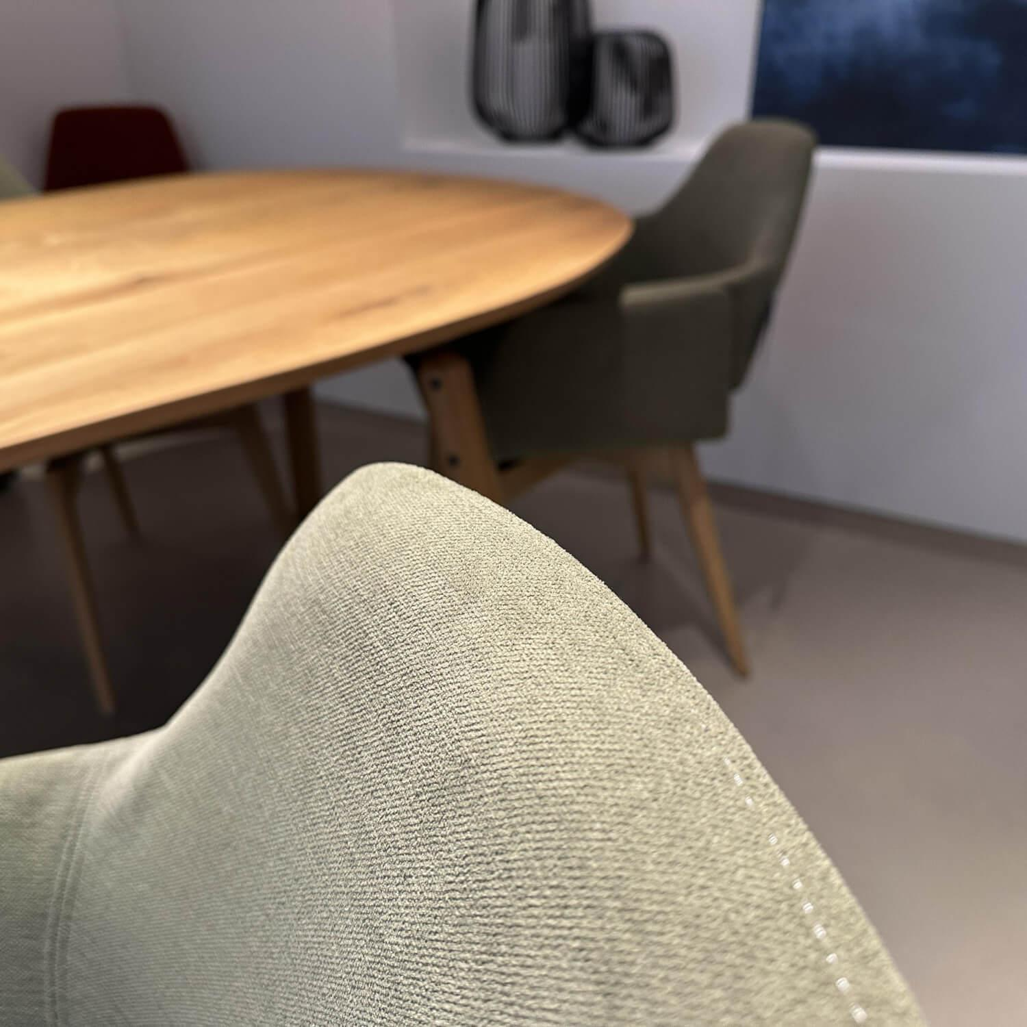 Mobitec - Essgruppe Trinity Lotus Platte Eiche Astig Geölt Bezug Stoff Mystic 72 Khaki Grün - 4