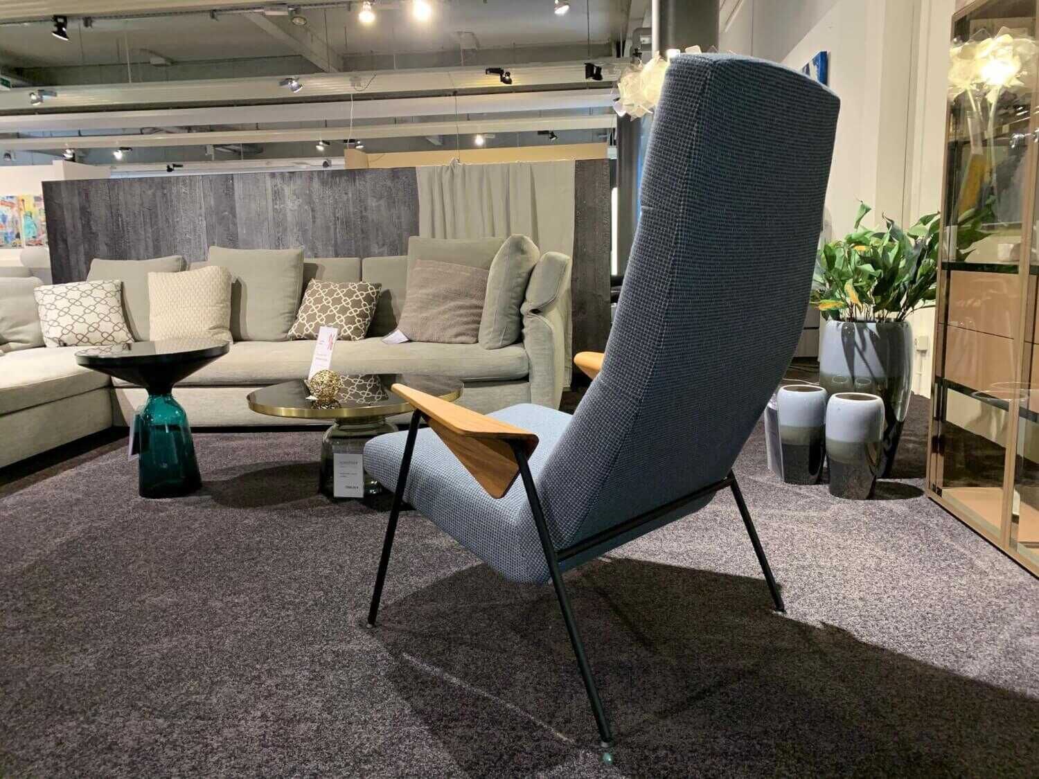Walter Knoll - Sessel Votteler Chair Stoff 32 Anni 7814 Blau Quarz Untergestell Pulverbeschichtet Schwarz Matt - 4