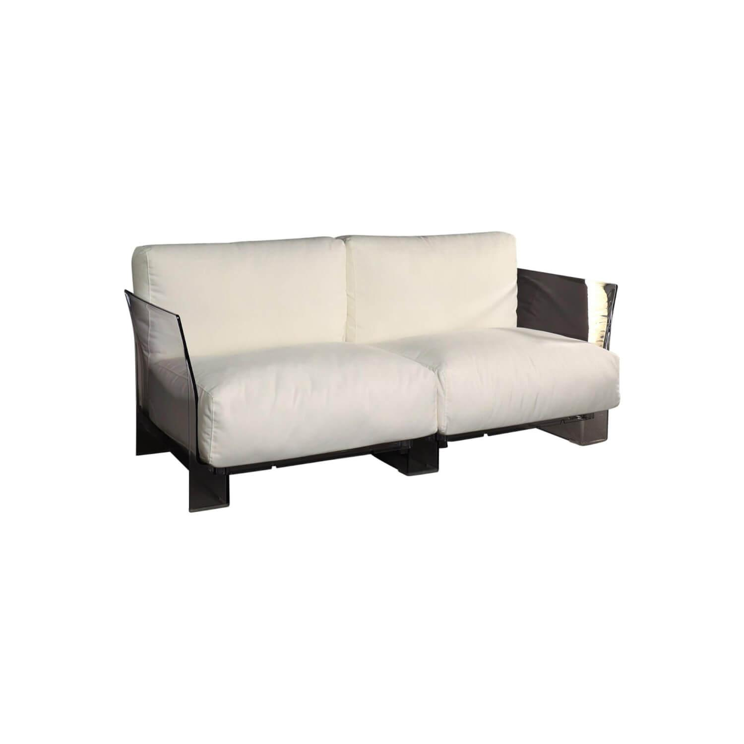 Sofa Pop Outdoor 2-Sitzer Bezug Stoff Sunbrella Weiß Gestell Transparent Outdoor Geeignet