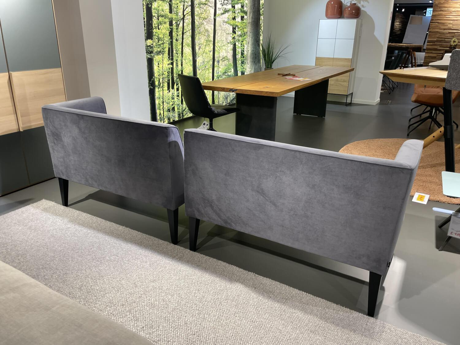 Signet - 2er Set Bank Smilla Stoff Milan Anthrazit Holzfuß Schwarz - 7