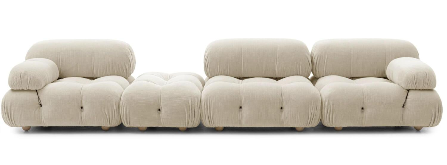 B&B Italia - Eckiges Sofa Camaleonda Stoff Chenille Enia Elfenbein Weiß Untergestell MDF Füße Buche Natur - 8