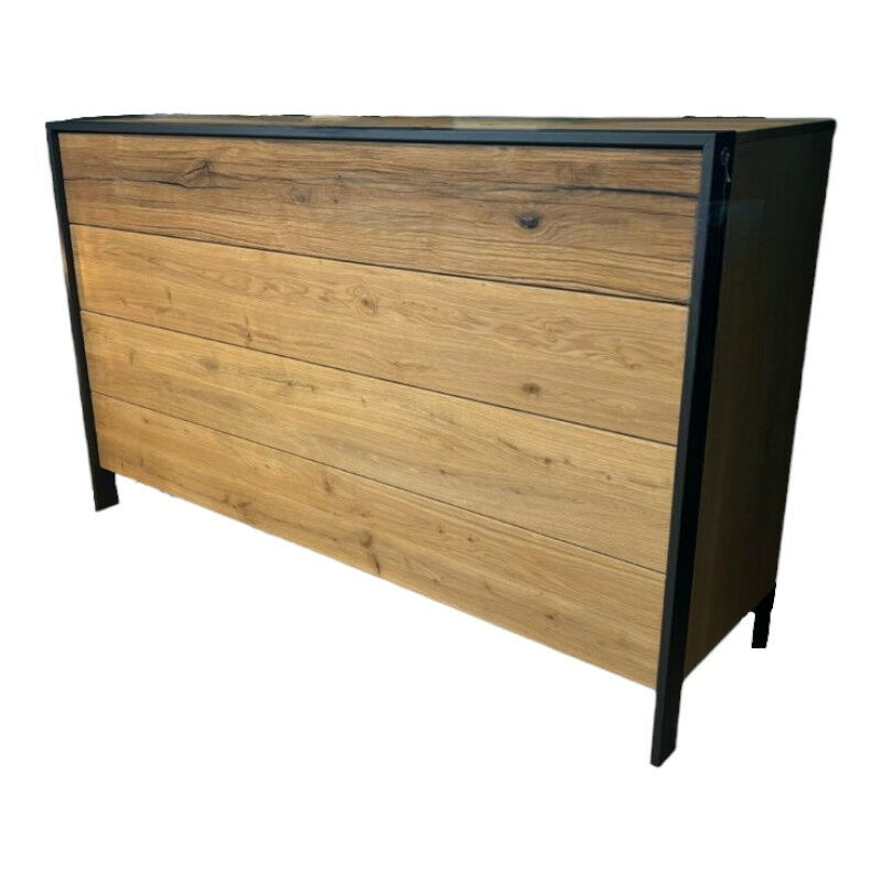 Thielemeyer - Kommode Tiana Eiche Spaltholz Metallgestell Schwarz Inklusive Beleuchtung - 1