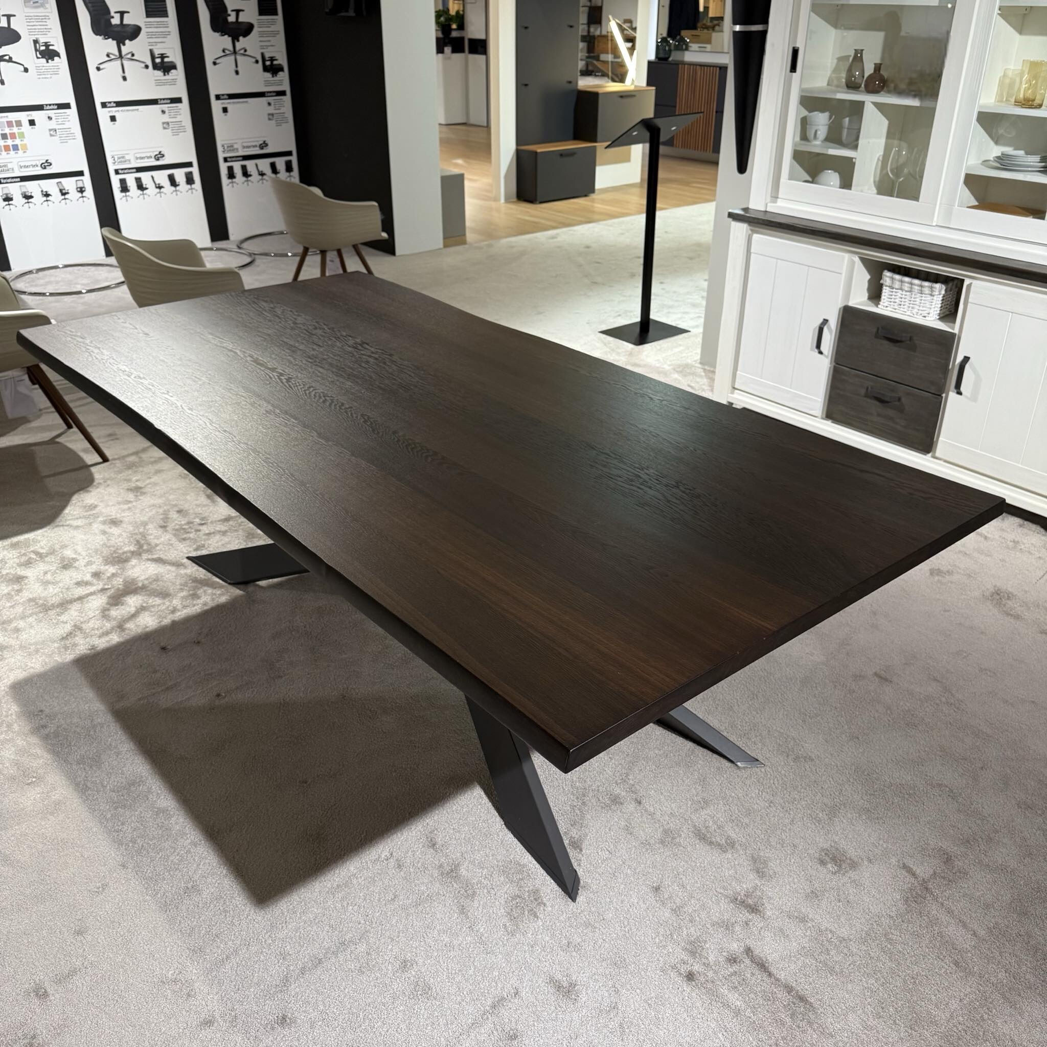 Cattelan Italia - Esstisch Spyder Wood Platte Eiche Verbrannt Gestell Stahl Graphit Matt Grau Lackiert - 5