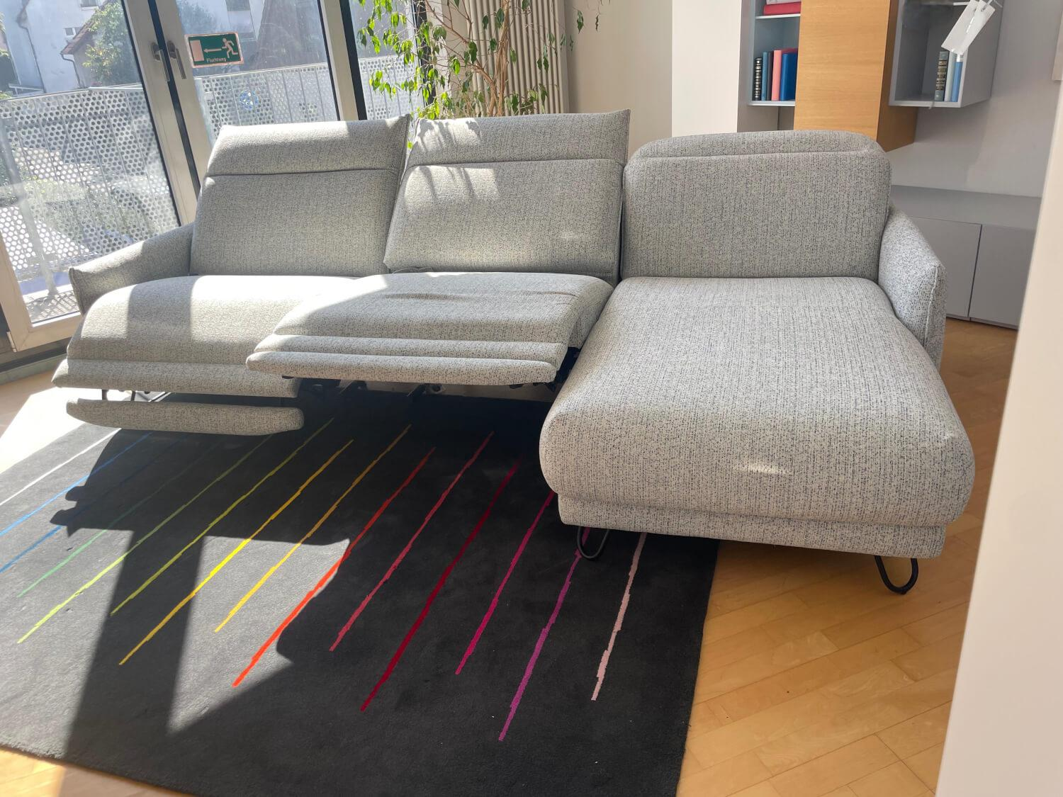 Rom - Polstereckgruppe Vitis CL280 Stoff Ancona Sky Grau Blau Fuß Schwarz Inklusive Motorischer Relaxfunktion - 10