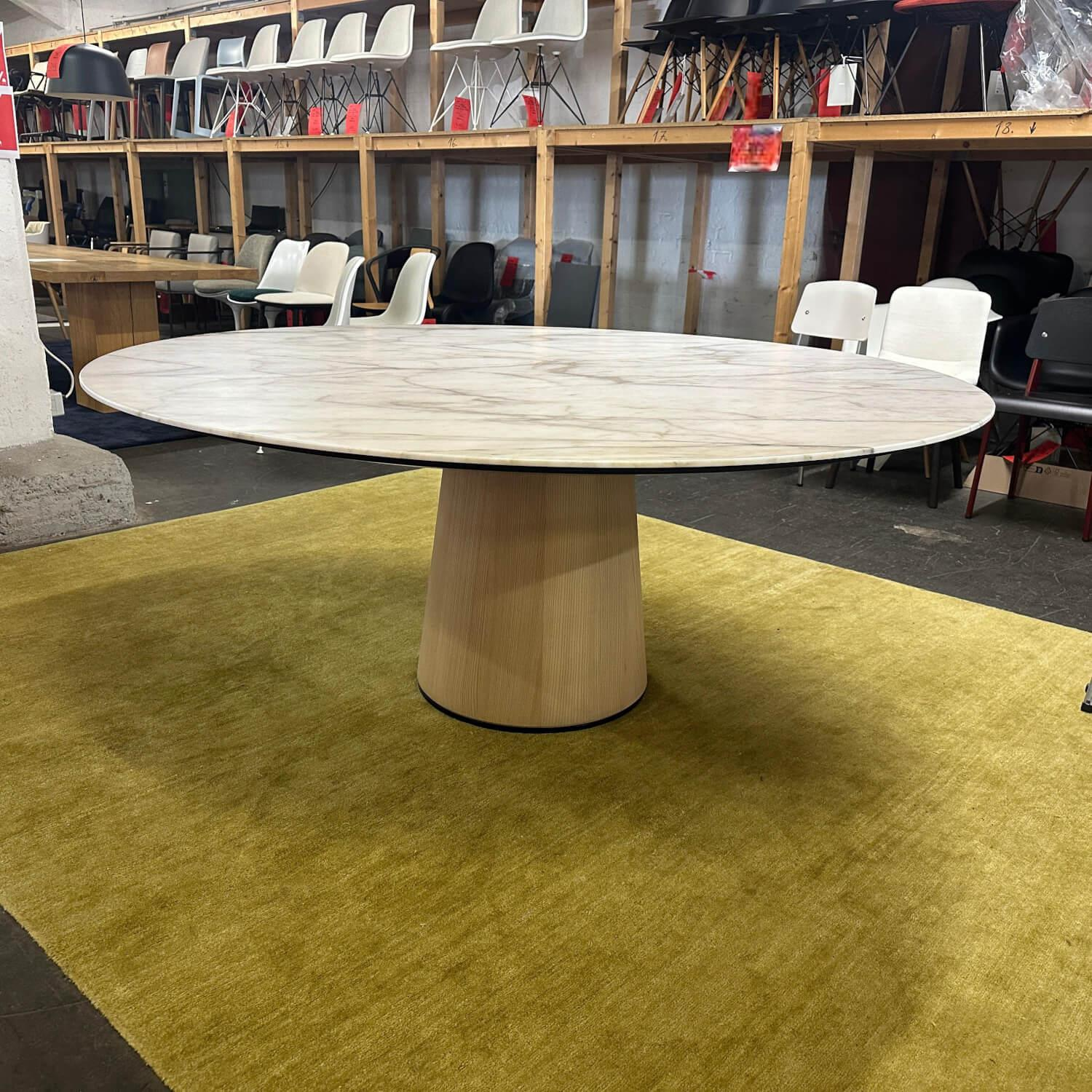 Porro - Esstisch Materic Platte Marmor Calacatta Oro Weiß Grau Matt Beschichtet Gestell Esche Natur - 5